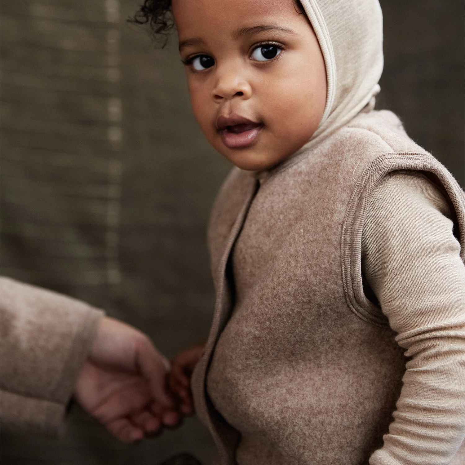 Eider Baby & Kids Vest - Merino Wool Fleece - Driftwood - Image 3
