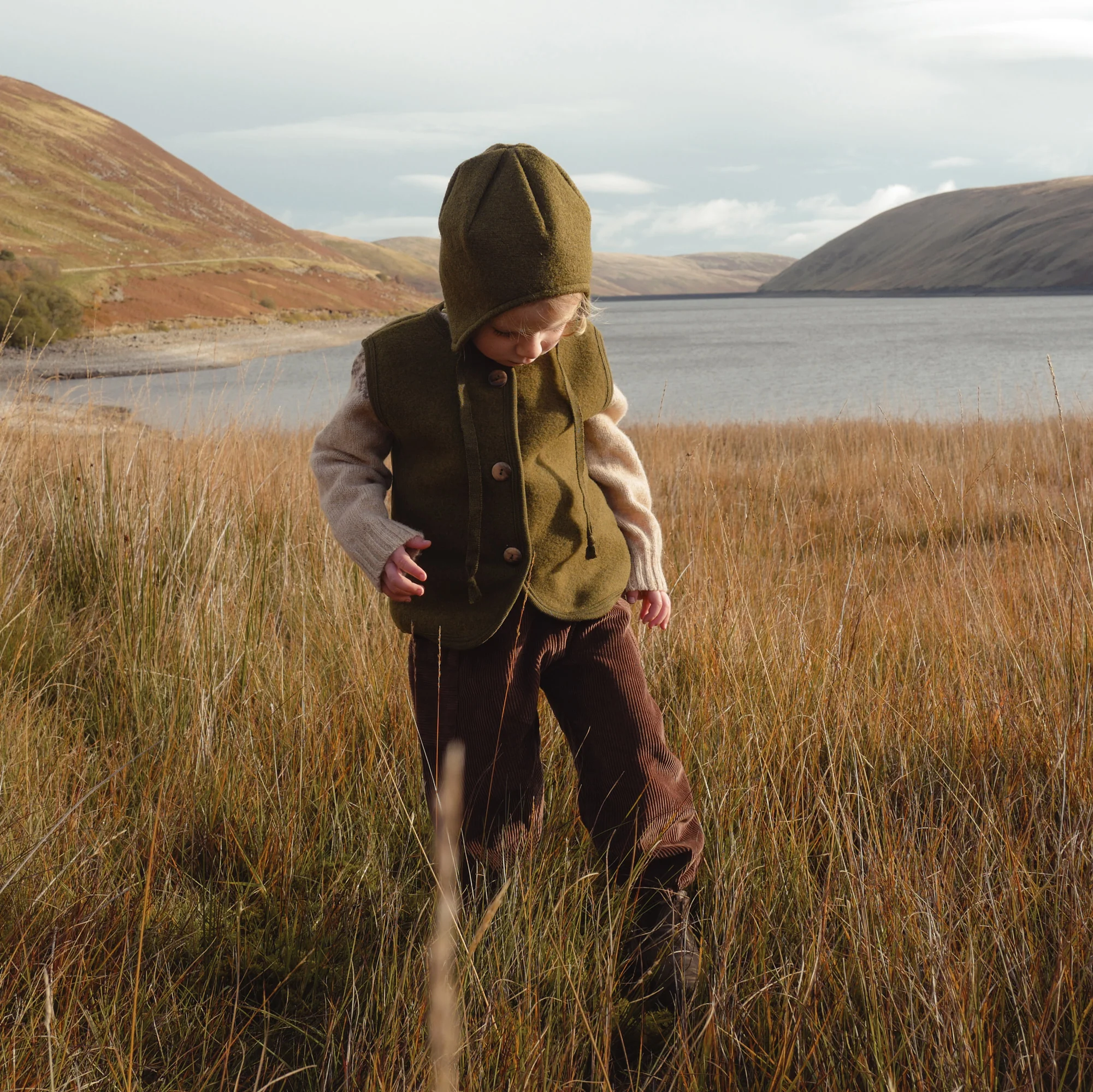 Eider Baby & Kids Vest - Merino Wool Fleece - Seaweed
