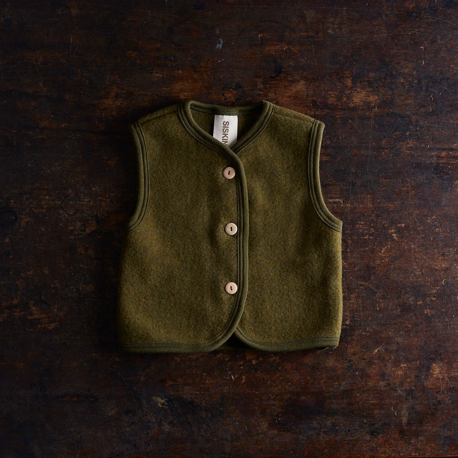 Eider Baby & Kids Vest - Merino Wool Fleece - Seaweed - Image 2