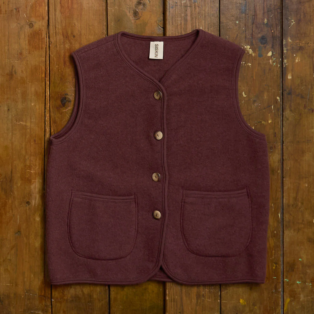 Eider Women’s Vest - Merino Wool Fleece - Fig - Image 2