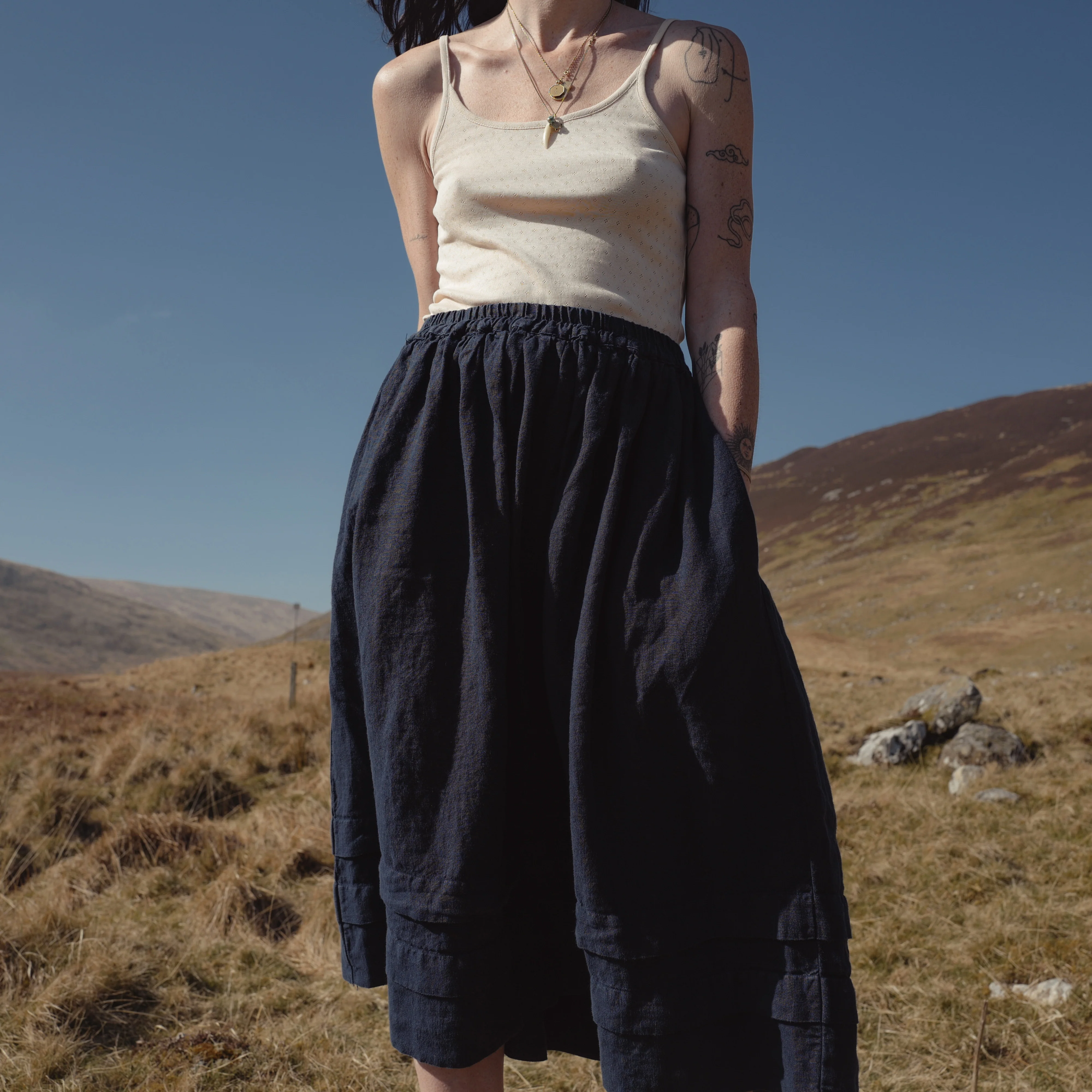 Elm Women's Skirt - Linen - Midnight