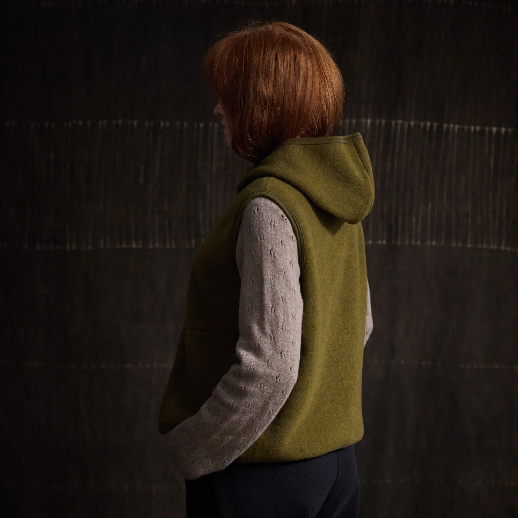 Falcon Women’s Vest - Merino Wool Fleece - Seaweed - Image 4