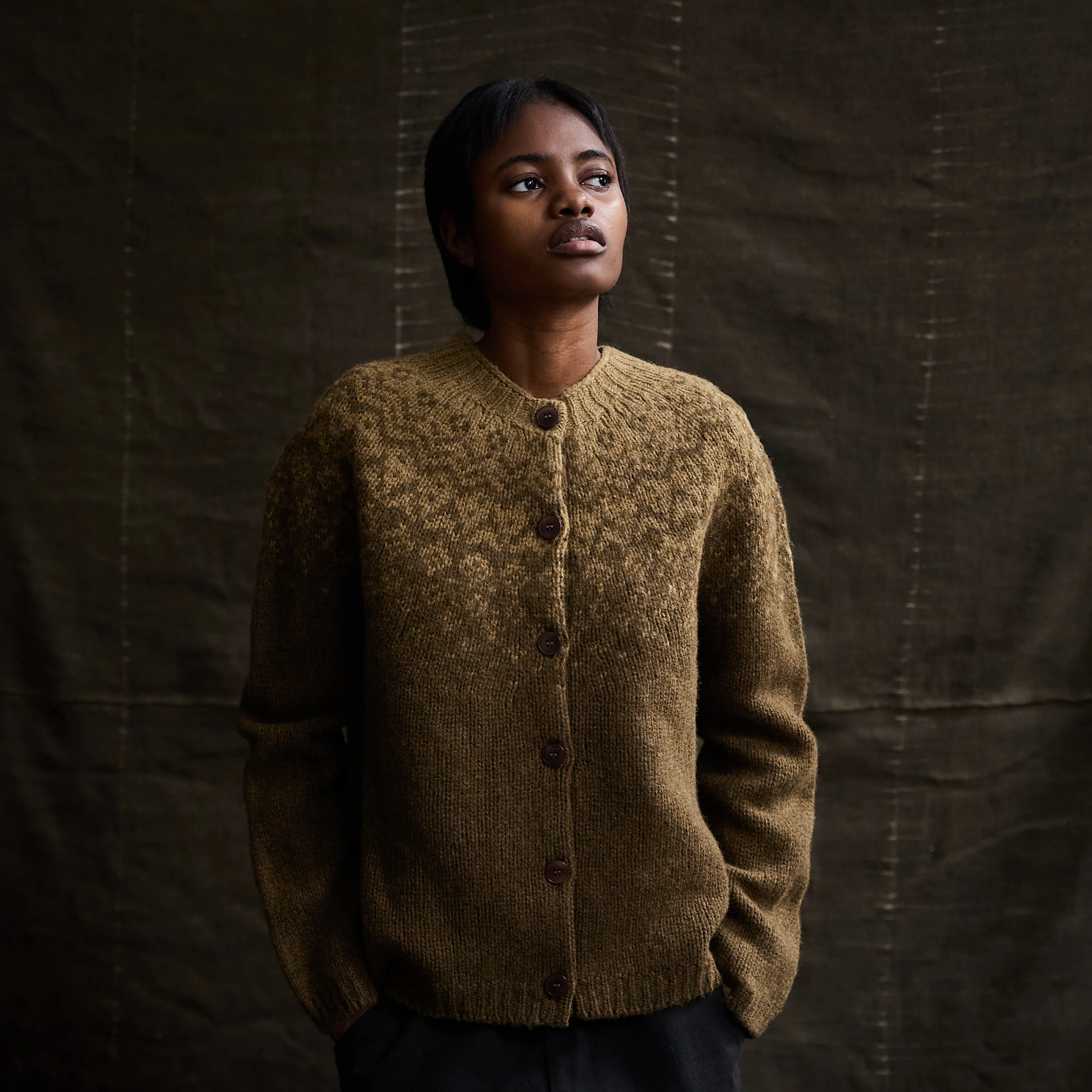 Fauna Women's Cardigan - Lambswool - Olive - Image 4