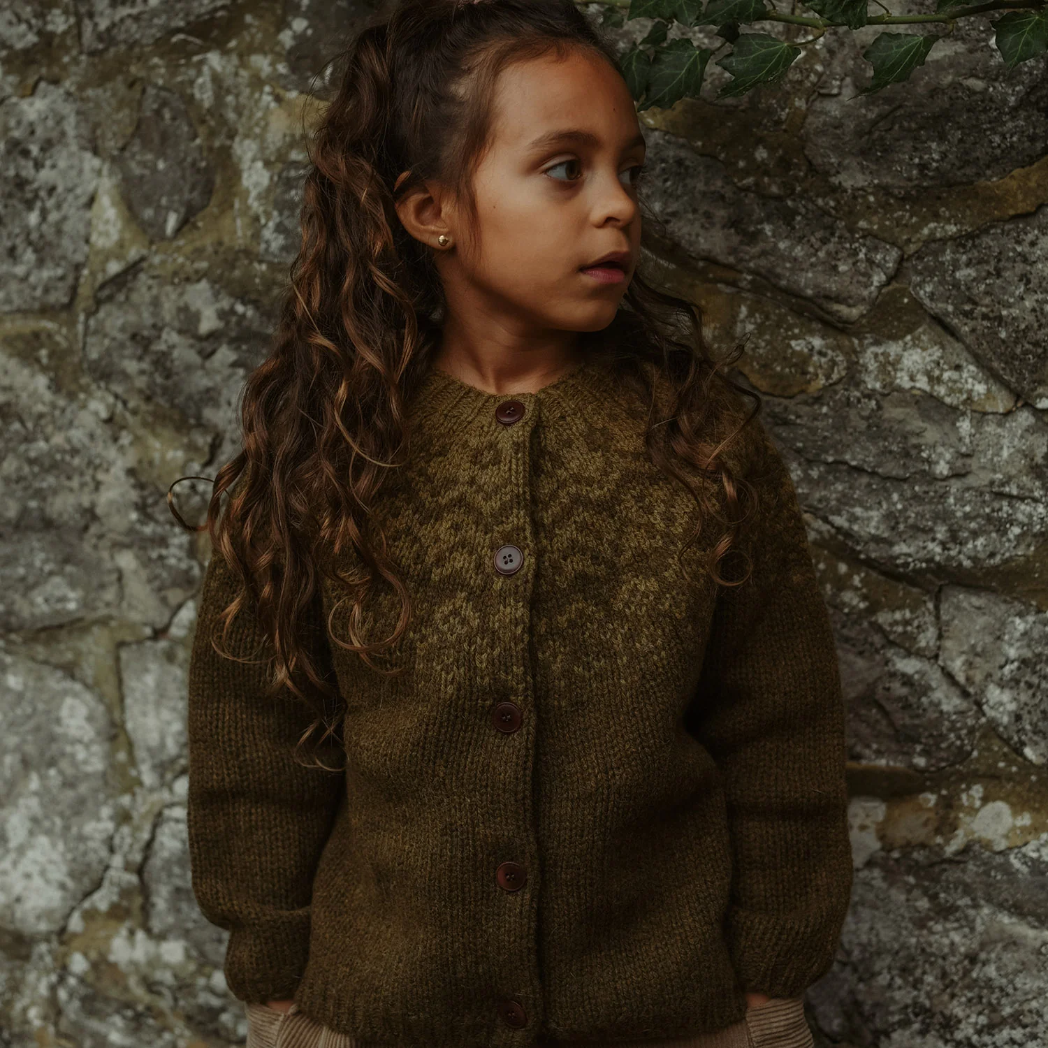 Fauna Baby & Kids Cardigan - Lambswool - Olive - Image 2