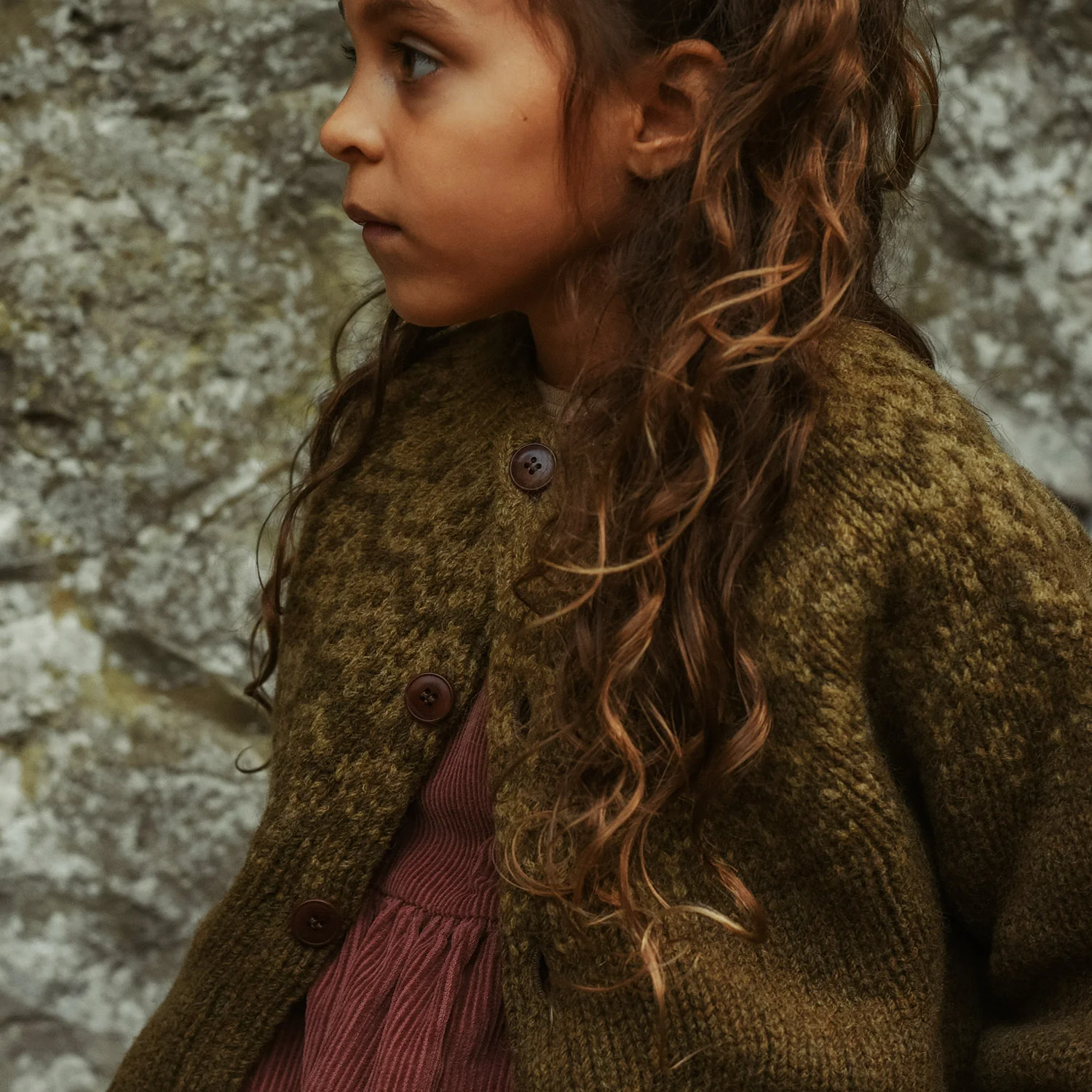 Fauna Baby & Kids Cardigan - Lambswool - Olive - Image 3