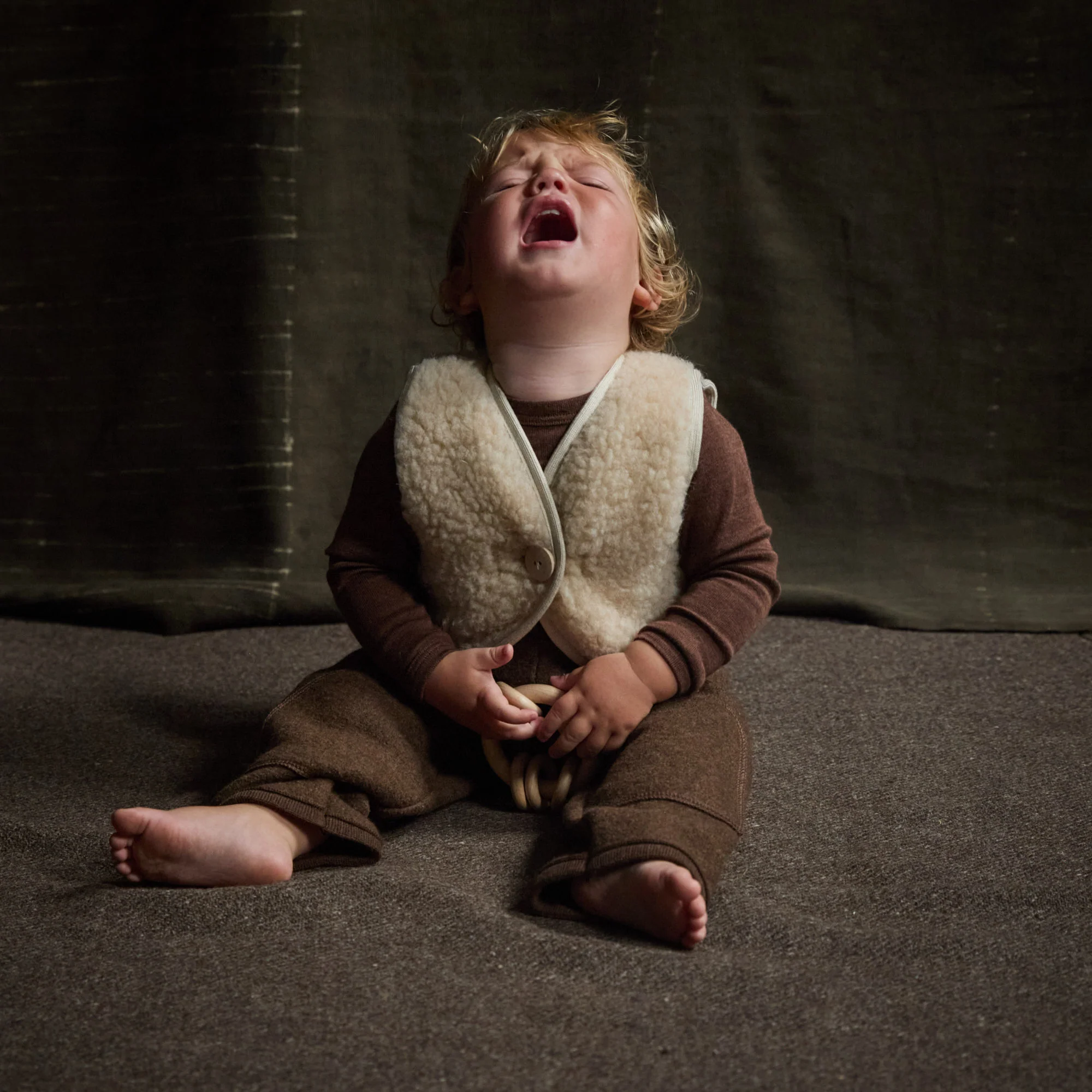 Fawn Baby Vest - Wool Teddy Fleece - Oatmeal - Image 4