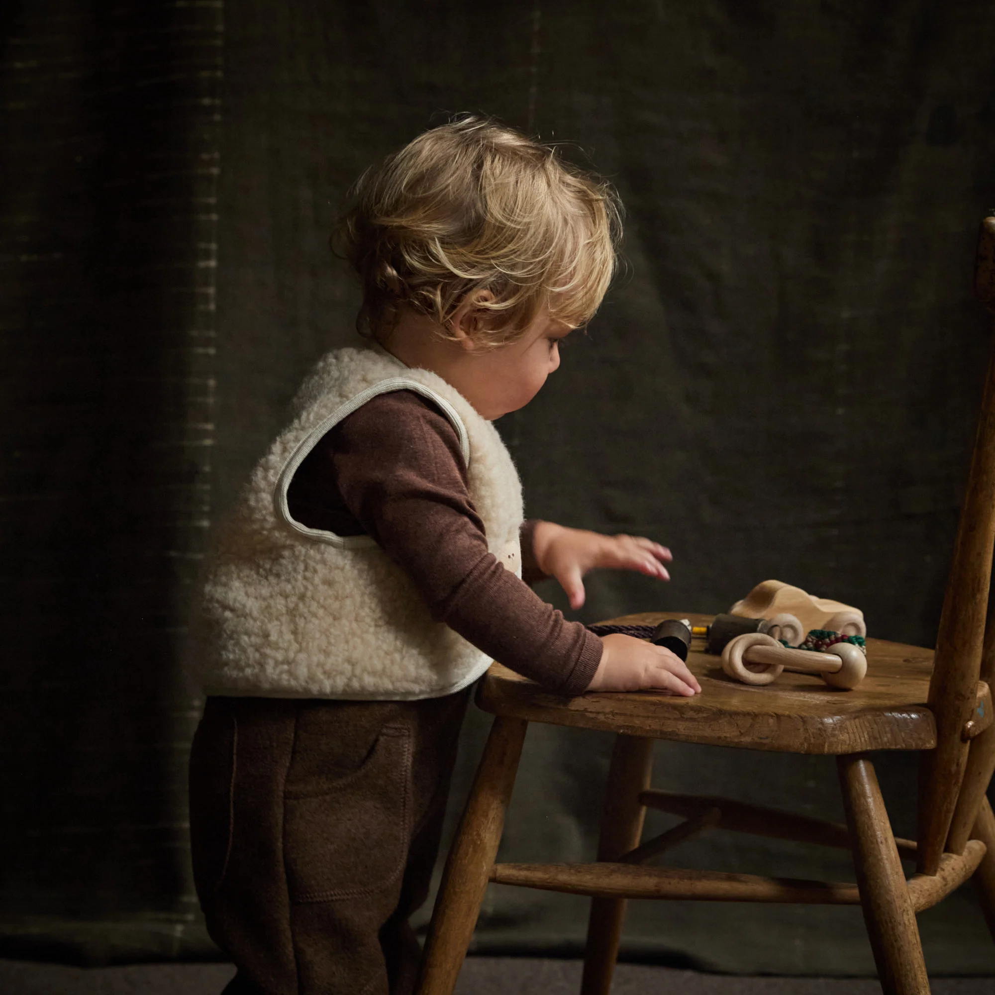 Fawn Baby Vest - Wool Teddy Fleece - Oatmeal - Image 5