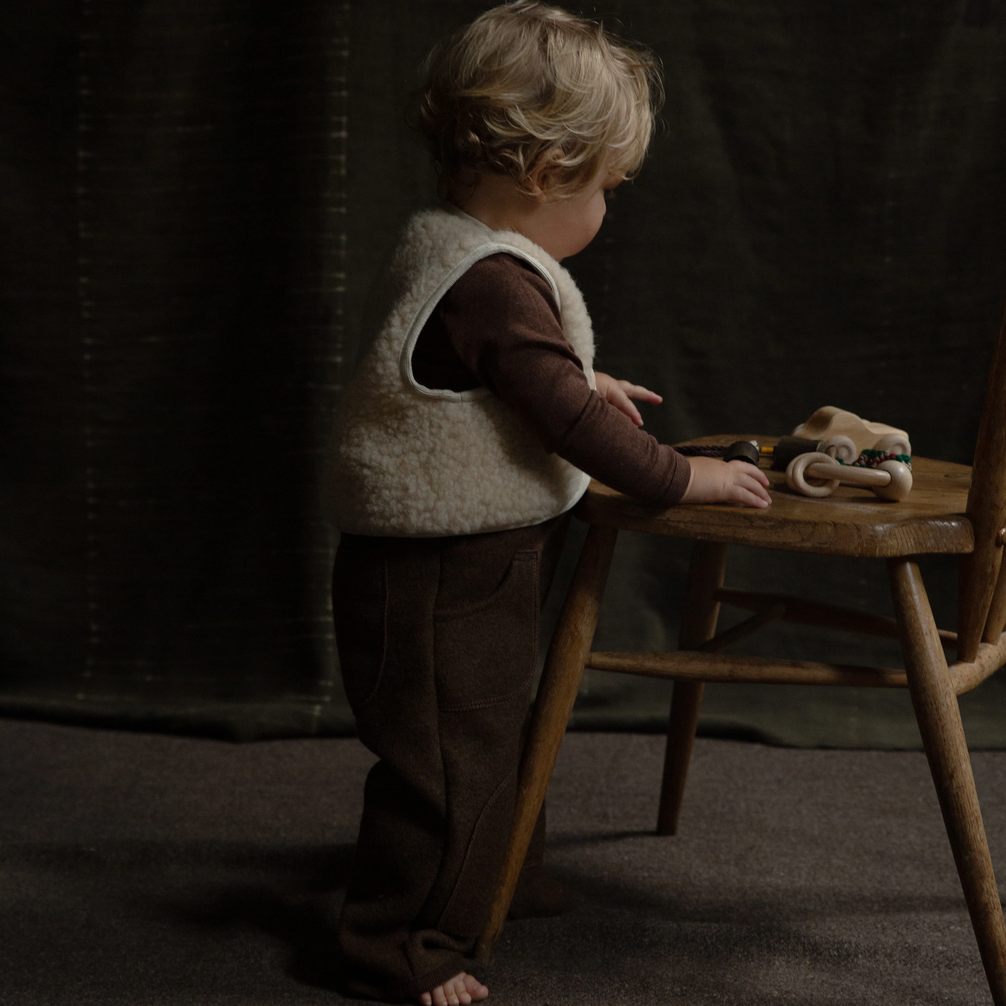 Fawn Baby Vest - Wool Teddy Fleece - Oatmeal - Image 6