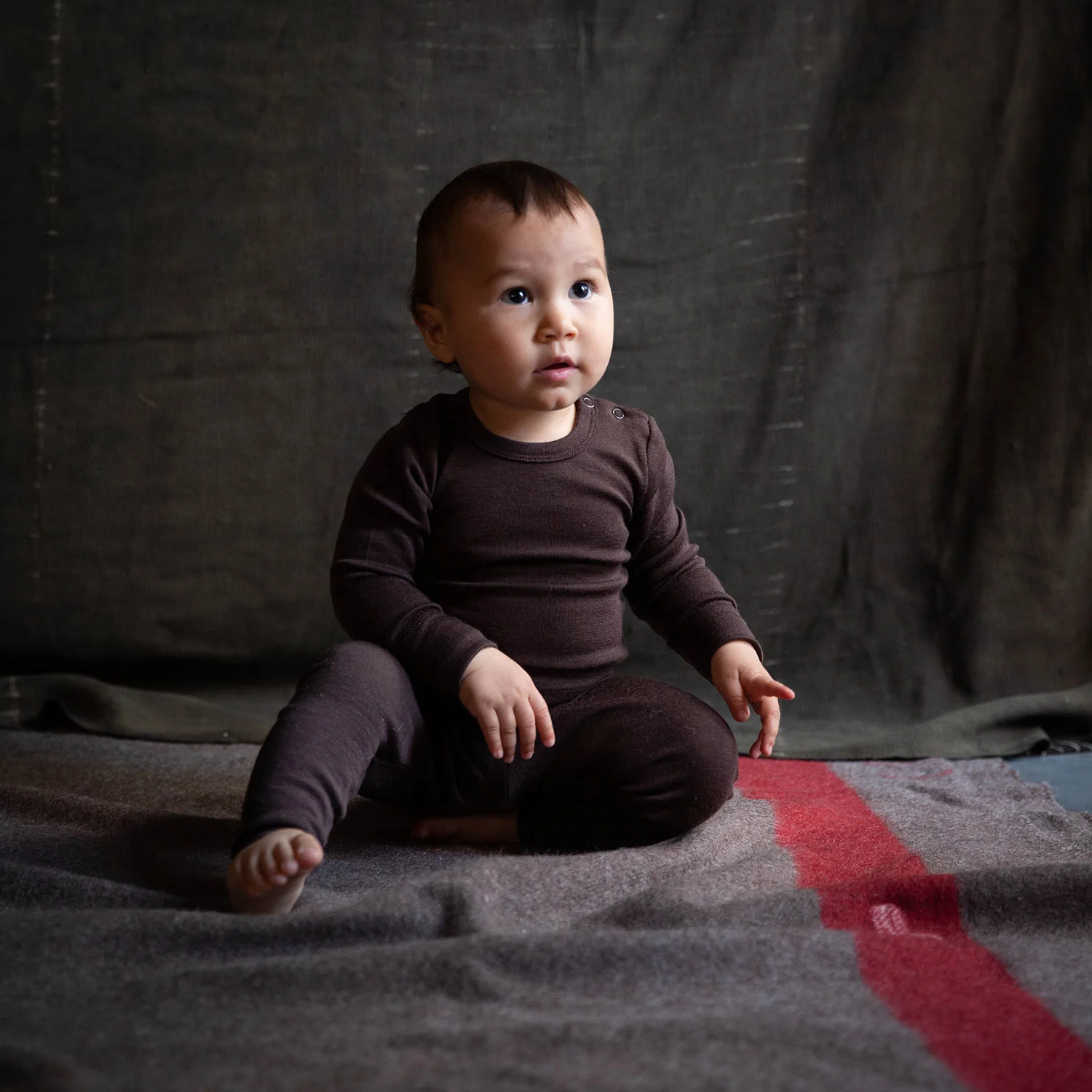 Finch Baby Leggings - Merino Wool - Bark - Image 3