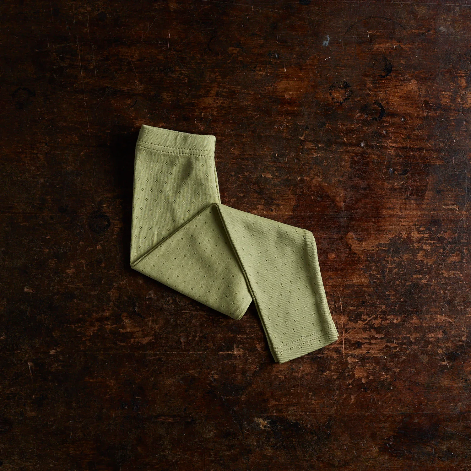 Finch Baby & Kids Leggings - Cotton Pointelle - Celadon - Image 2