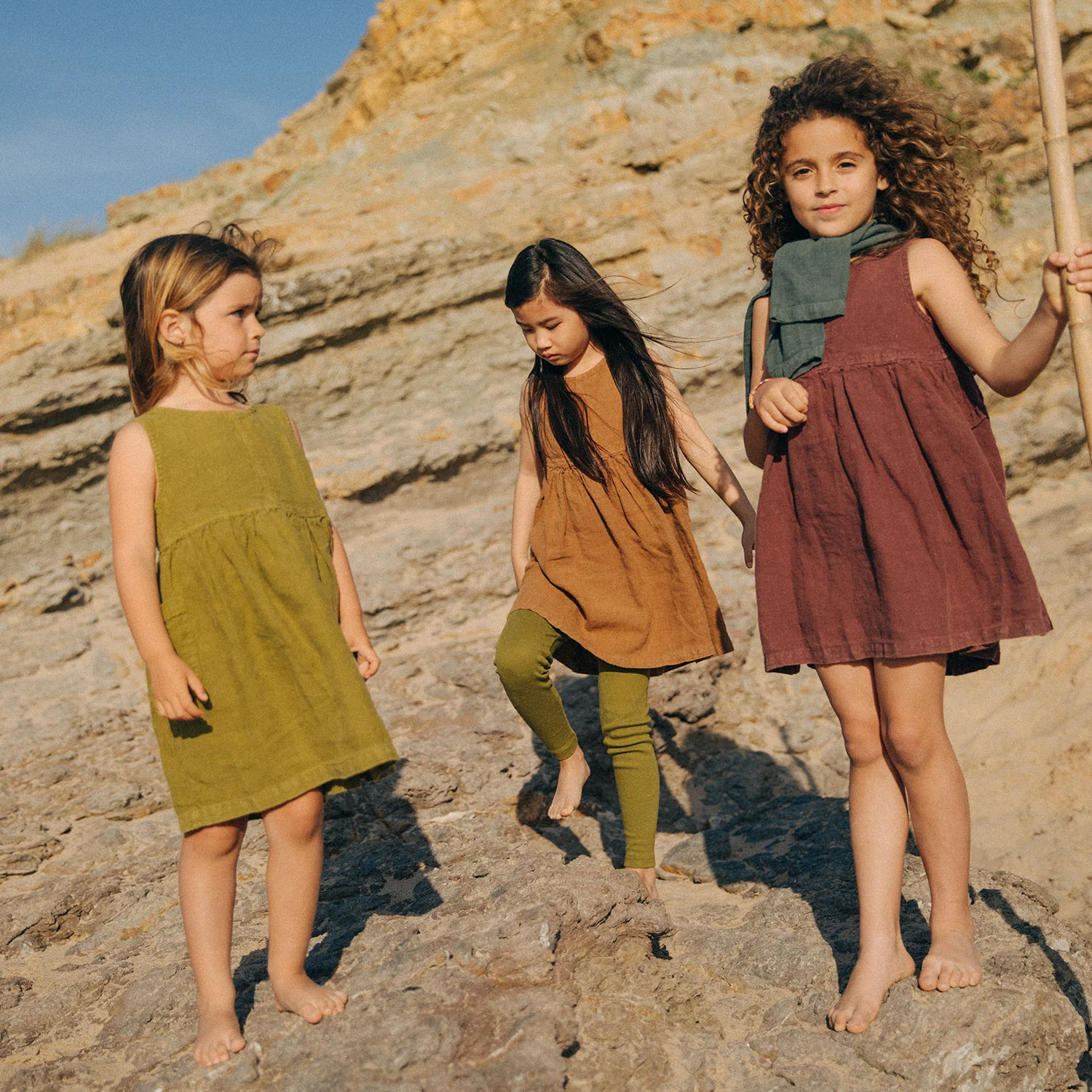 Finch Kids Leggings - Cotton Pointelle - Olive - Image 4