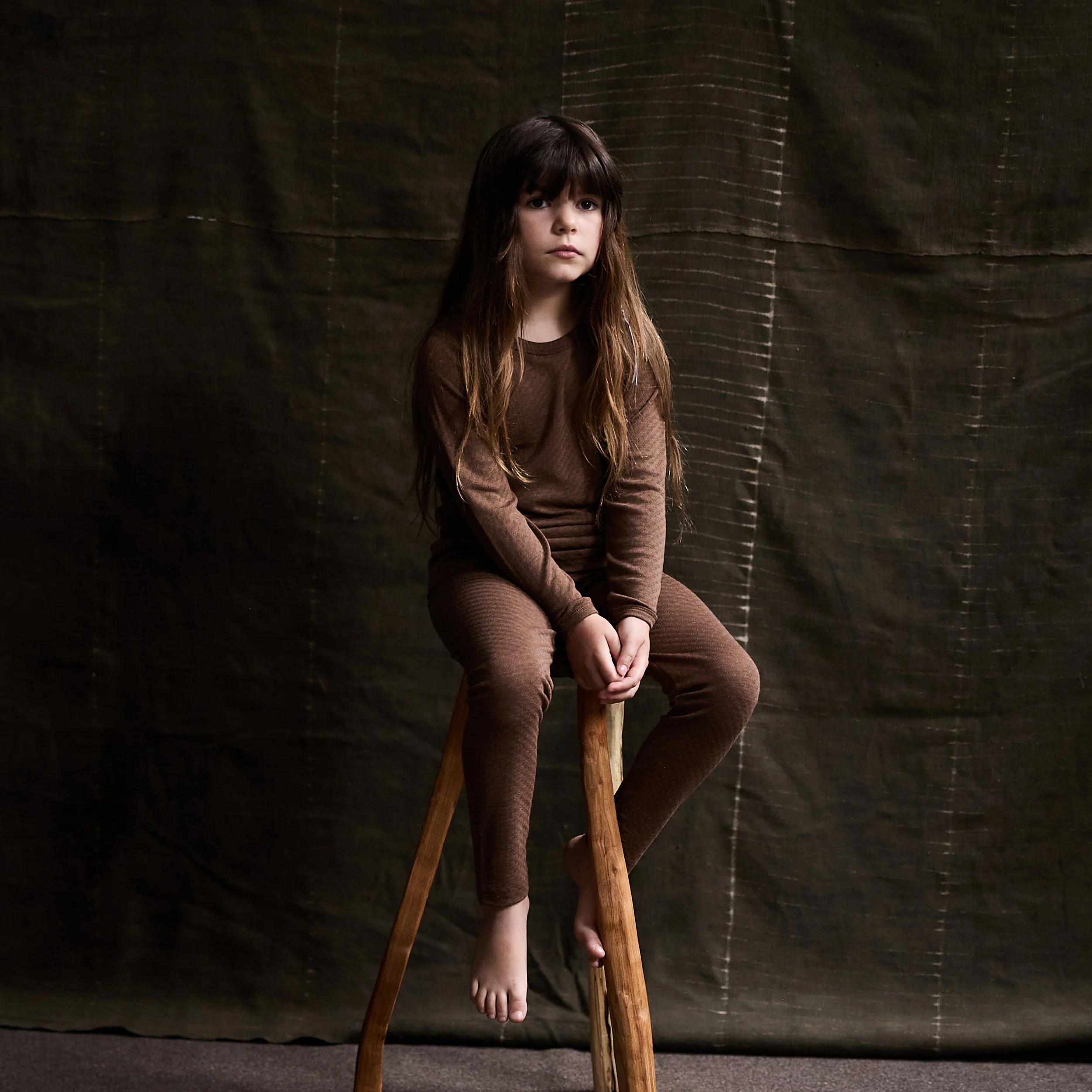 Finch Baby & Kids Leggings - Wool/Silk Pointelle - Pecan