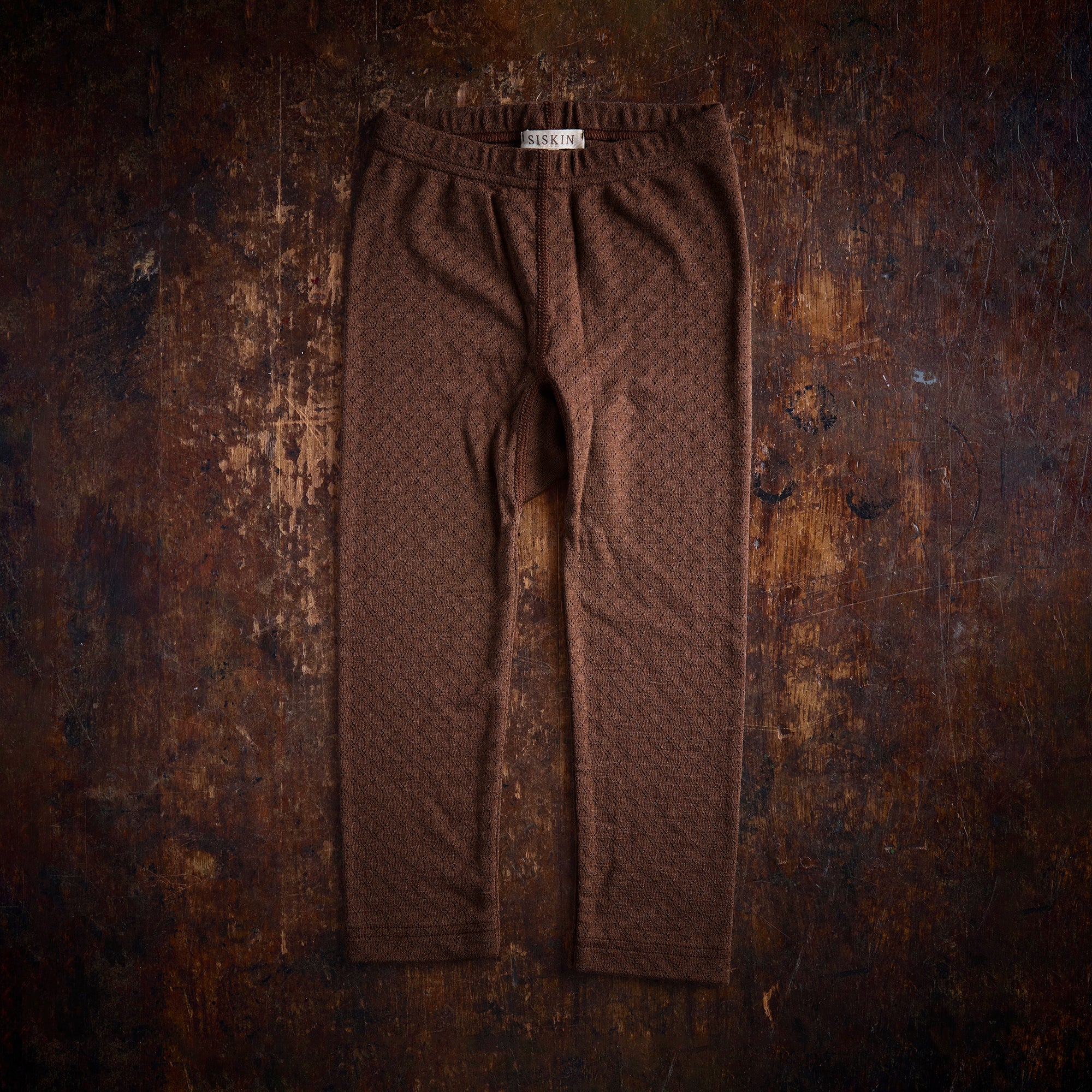 Finch Baby & Kids Leggings - Wool/Silk Pointelle - Pecan - Image 2