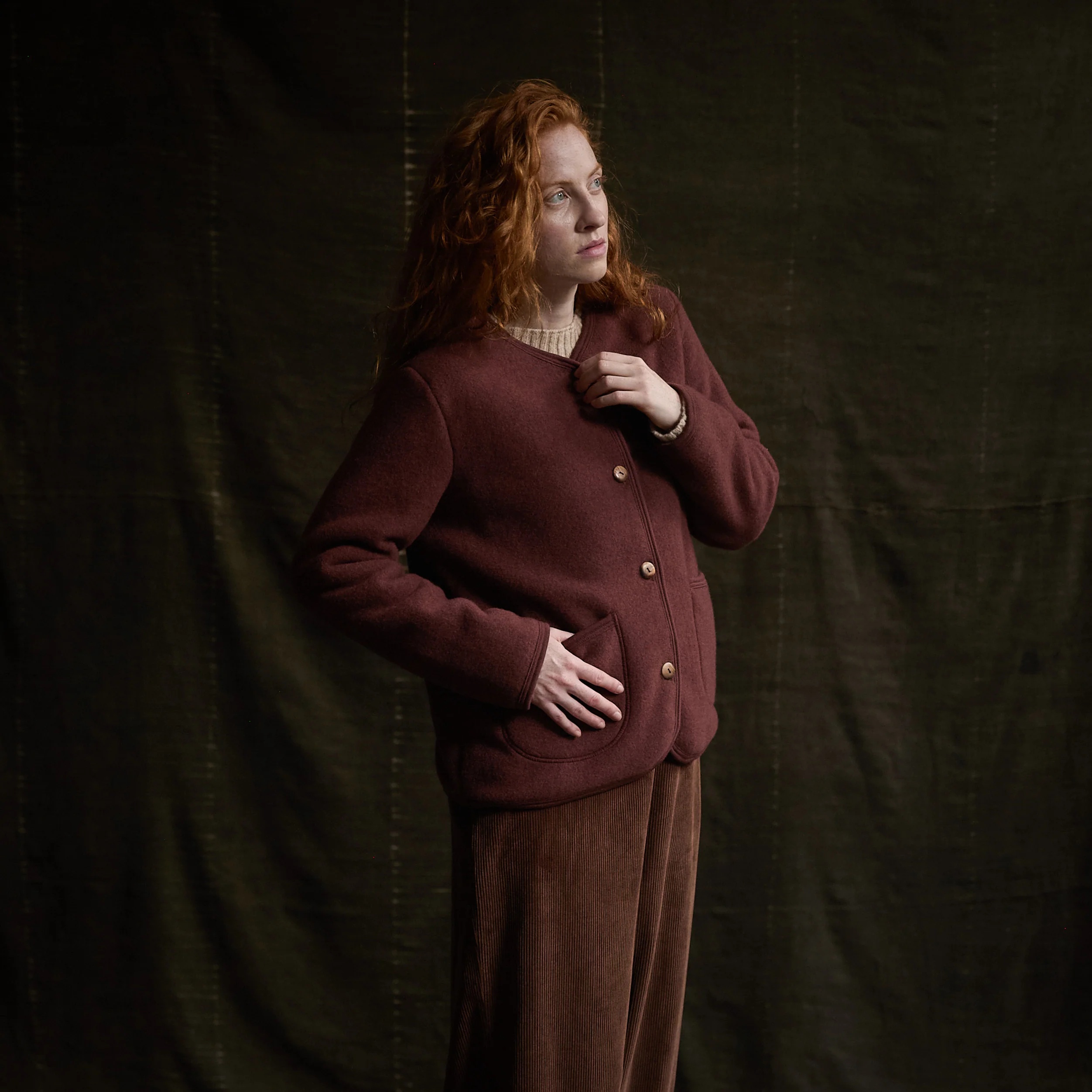 Harrier Women’s Jacket - Merino Wool Fleece - Fig - Image 3