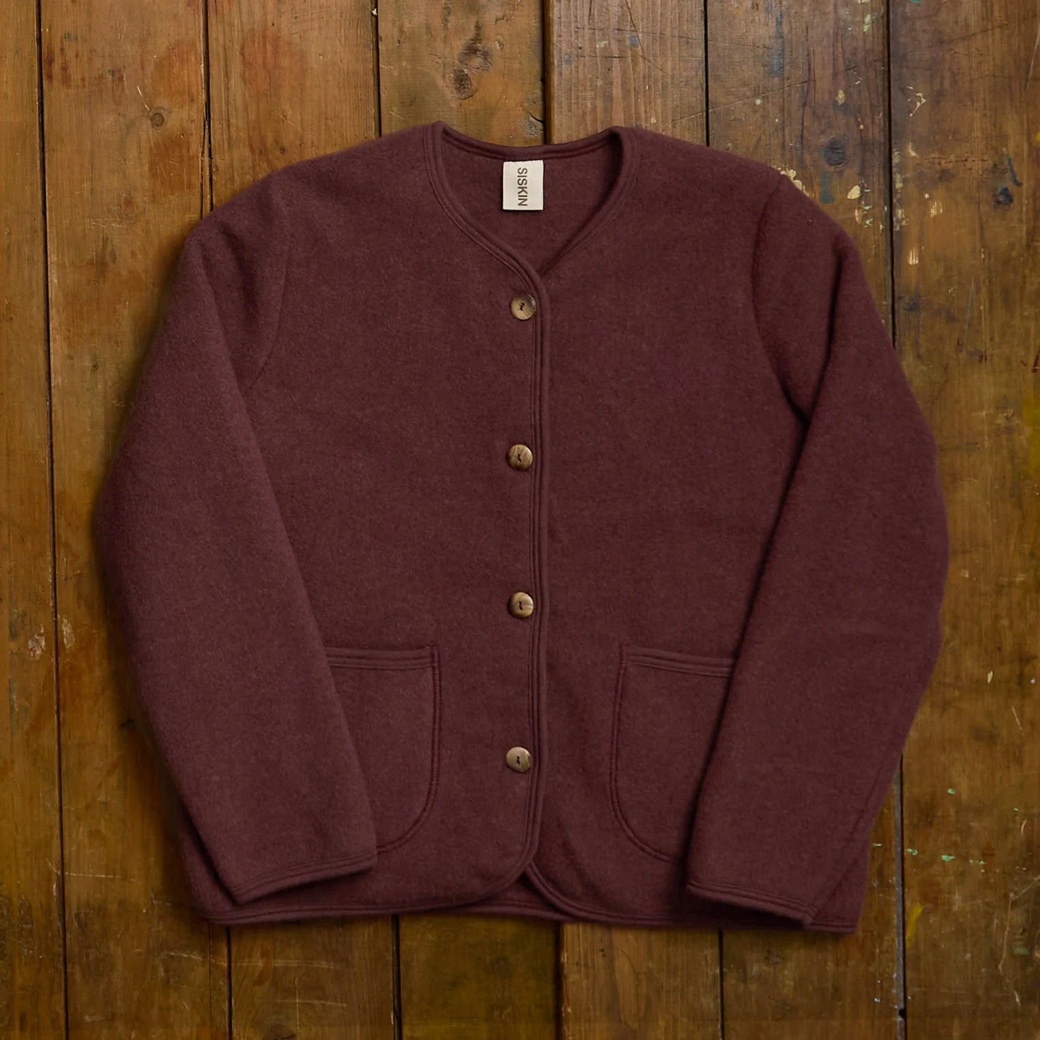 Harrier Women’s Jacket - Merino Wool Fleece - Fig - Image 4