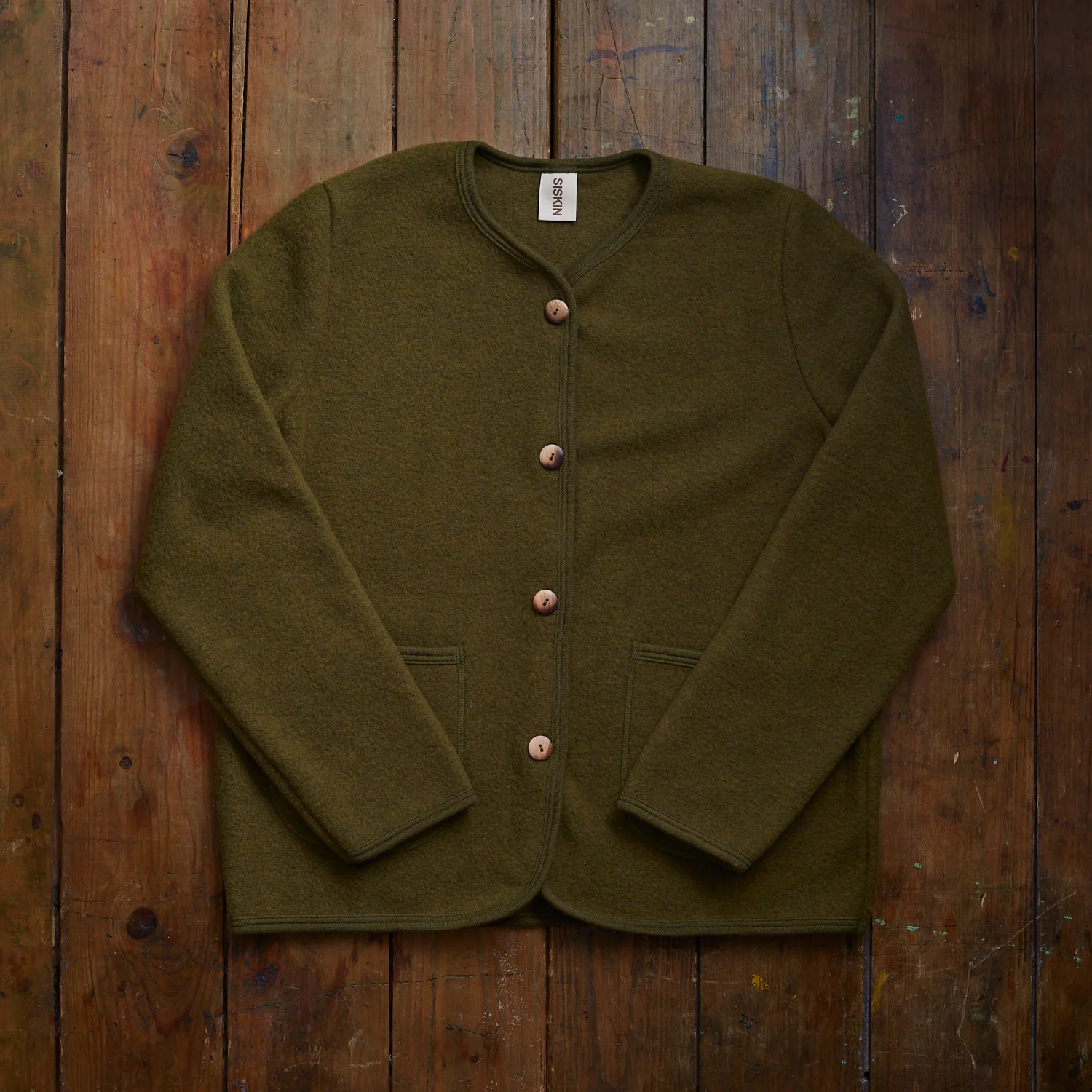 Harrier Women’s Jacket - Merino Wool Fleece - Seaweed - Image 3