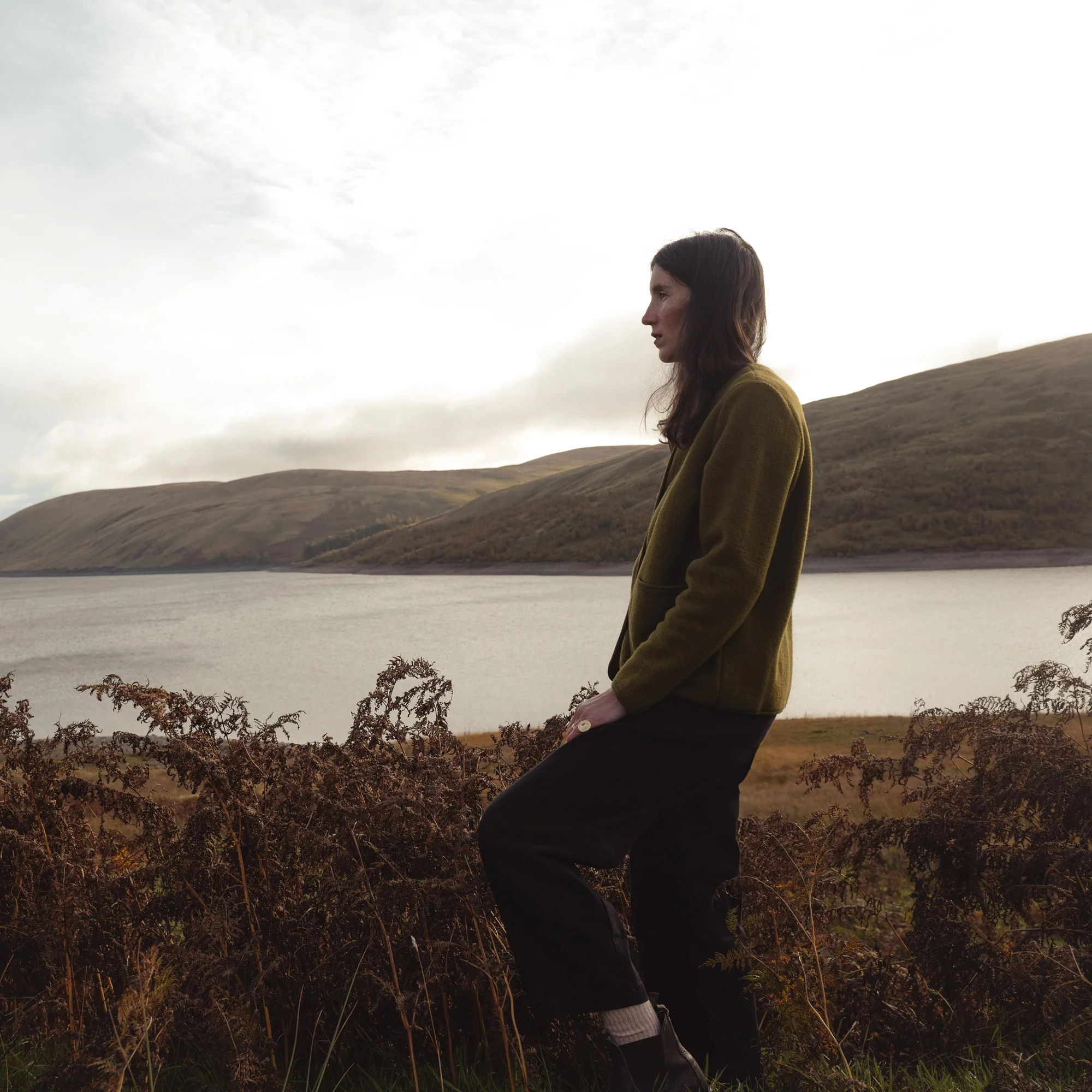 Harrier Women’s Jacket - Merino Wool Fleece - Seaweed - Image 5