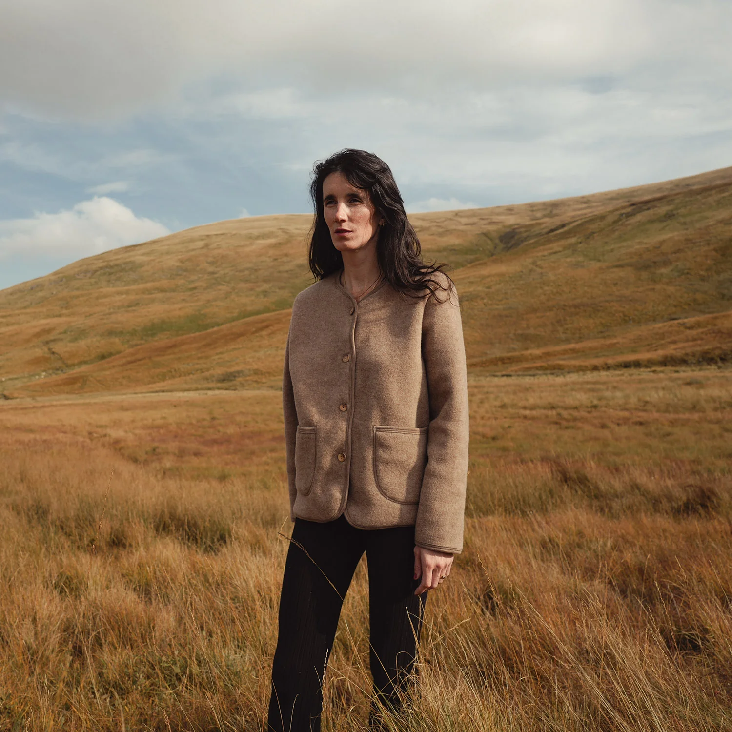 Harrier Women's Jacket - Merino Wool Fleece - Driftwood - Image 4