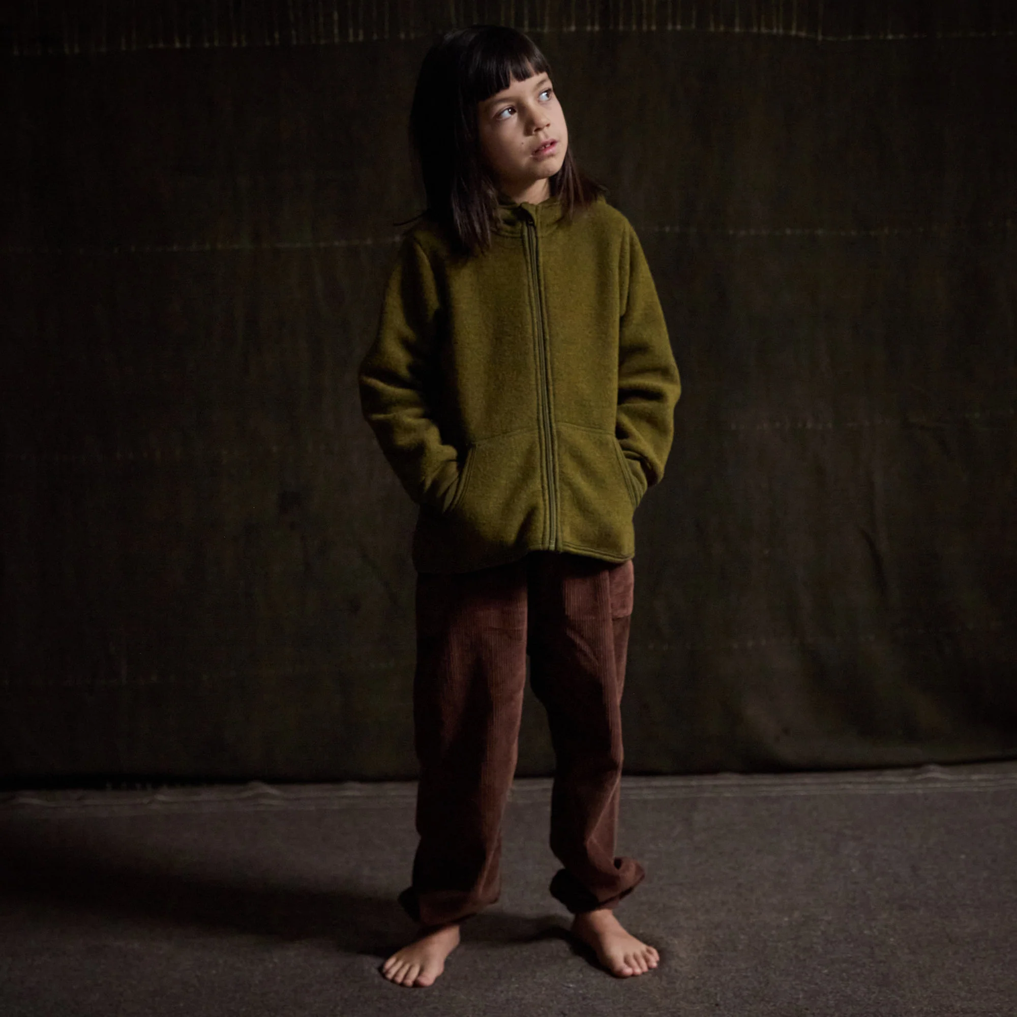 Hawk Kids Jacket - Merino Wool Fleece - Seaweed - Image 4