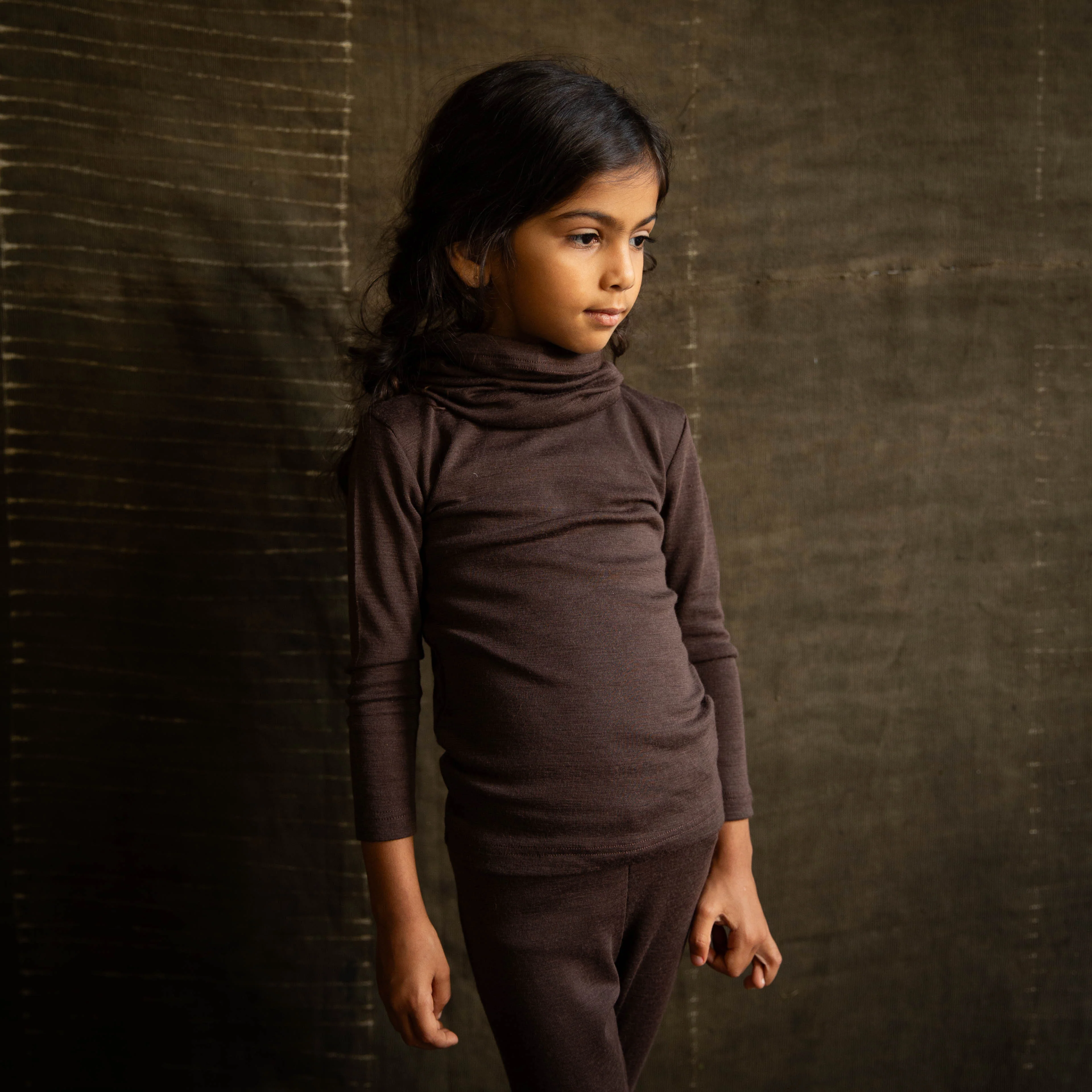 Heron Baby & Kids Top - Merino Wool - Bark - Image 2
