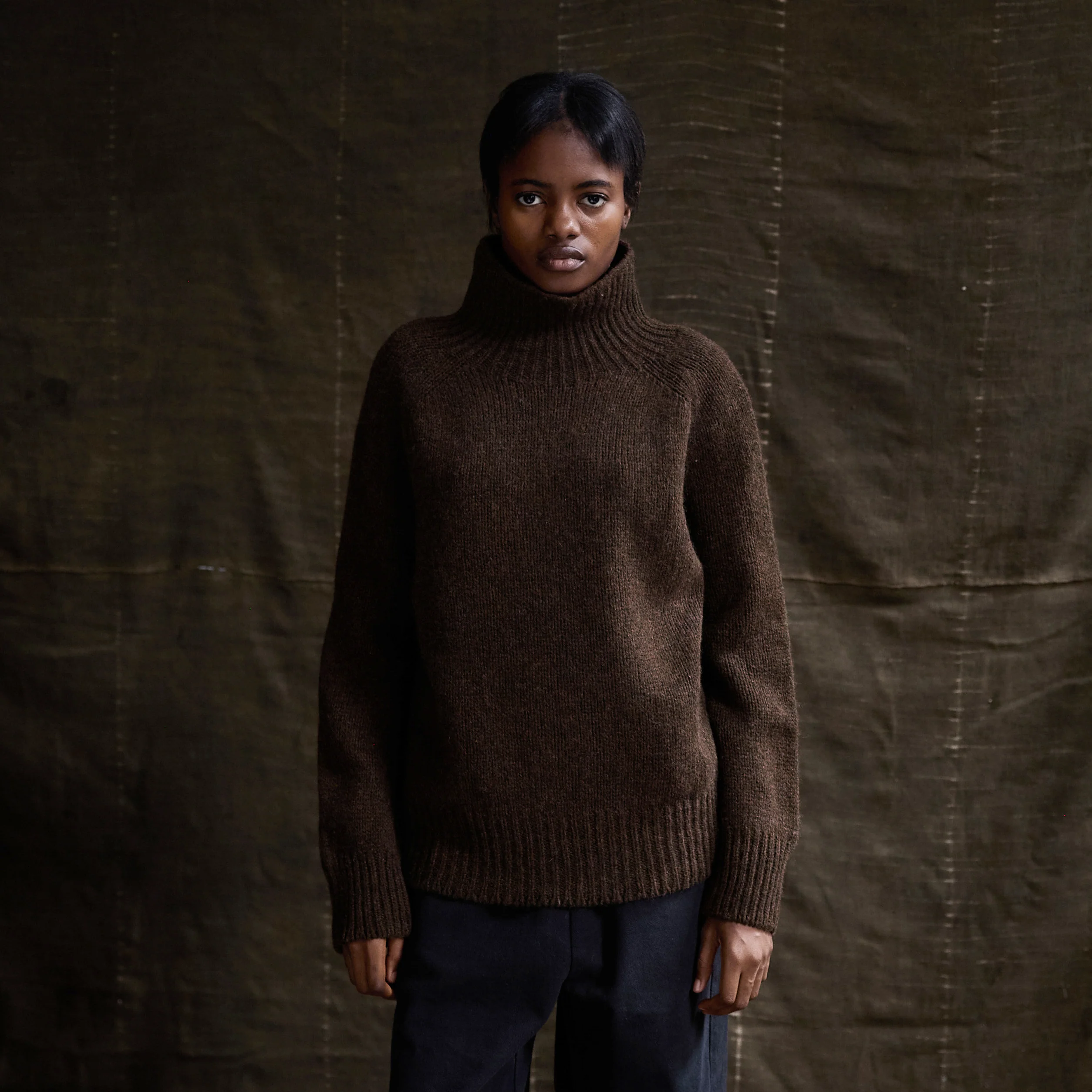 Highland Women's Rollneck - Lambswool - Burnt Umber - Image 2