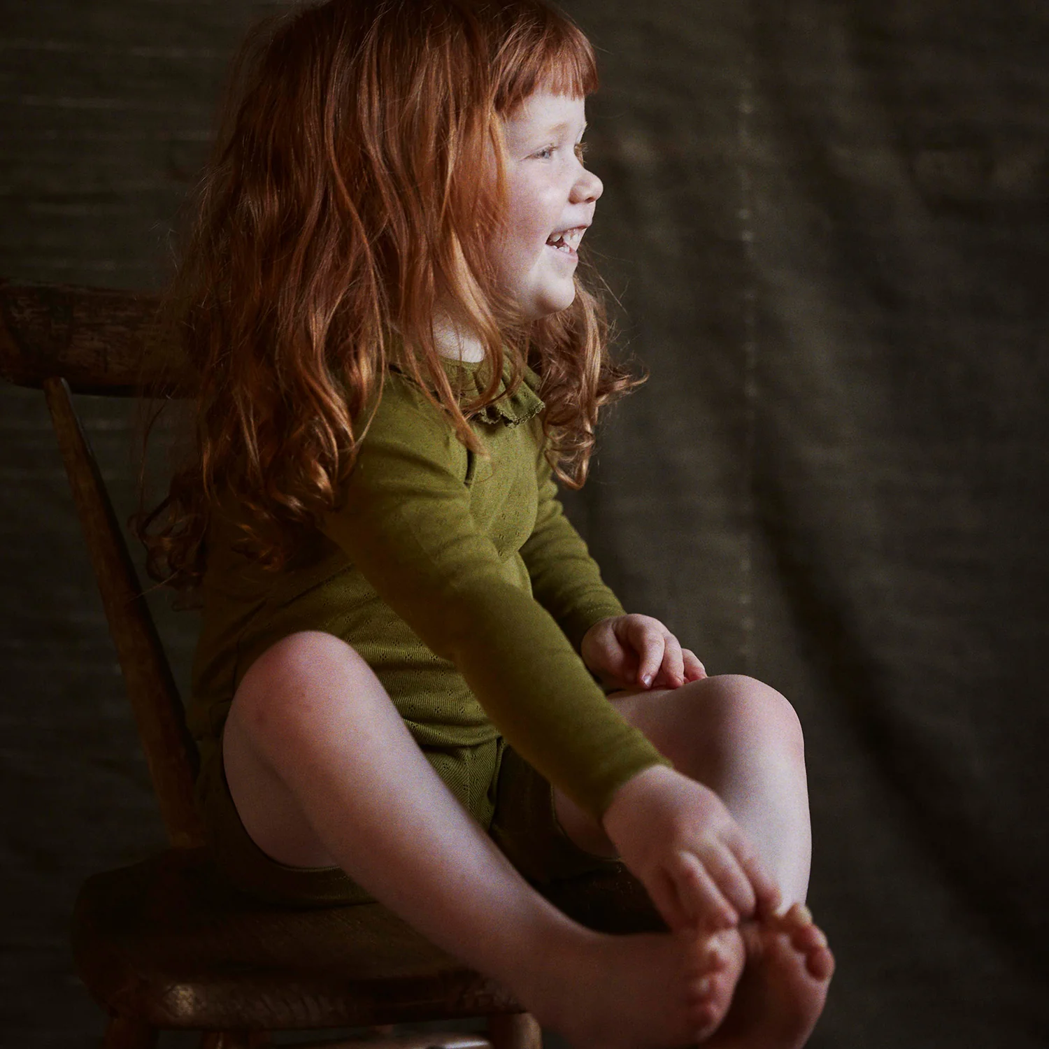 Iduna Baby & Kids Shorts - Cotton Pointelle - Olive - Image 3