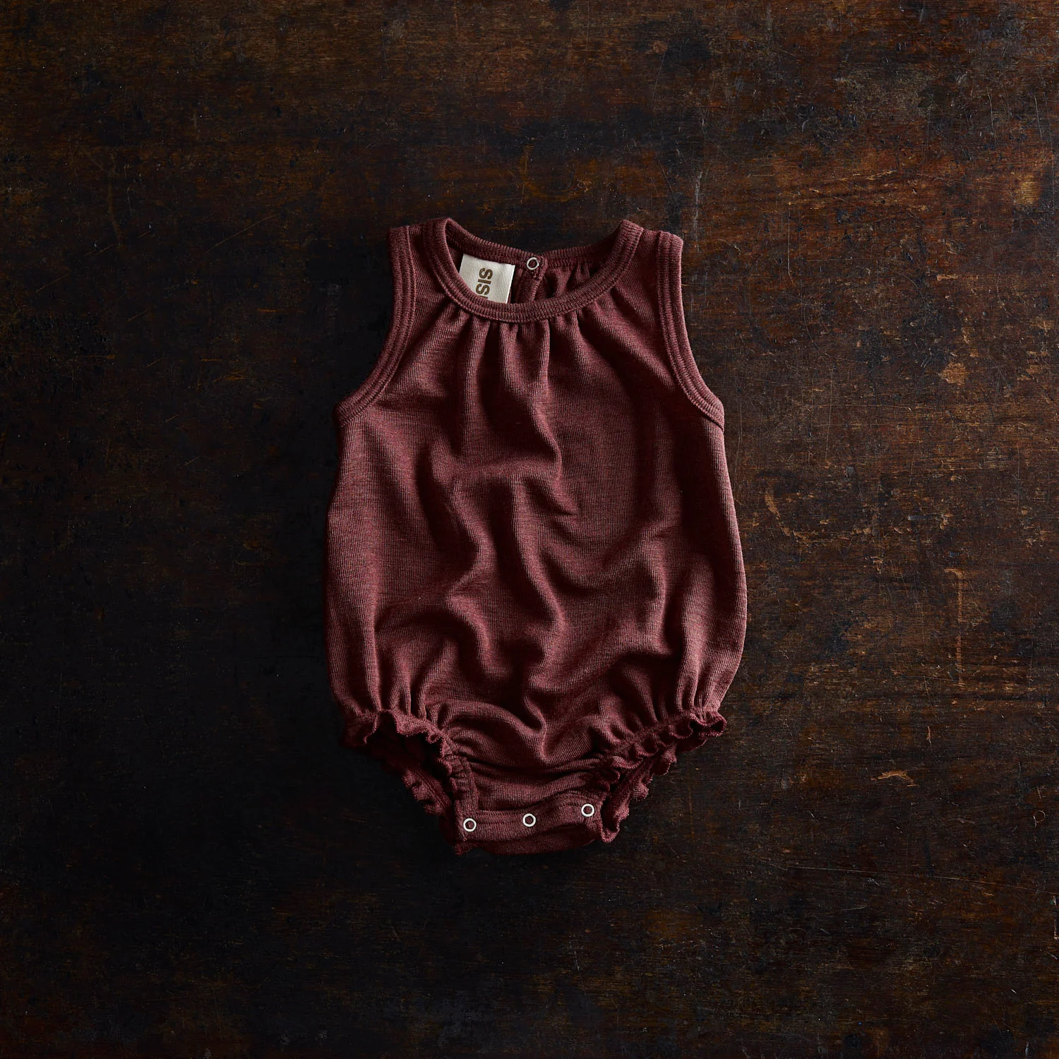 Keet Baby Romper - Merino Wool & Silk - Fig - Image 2