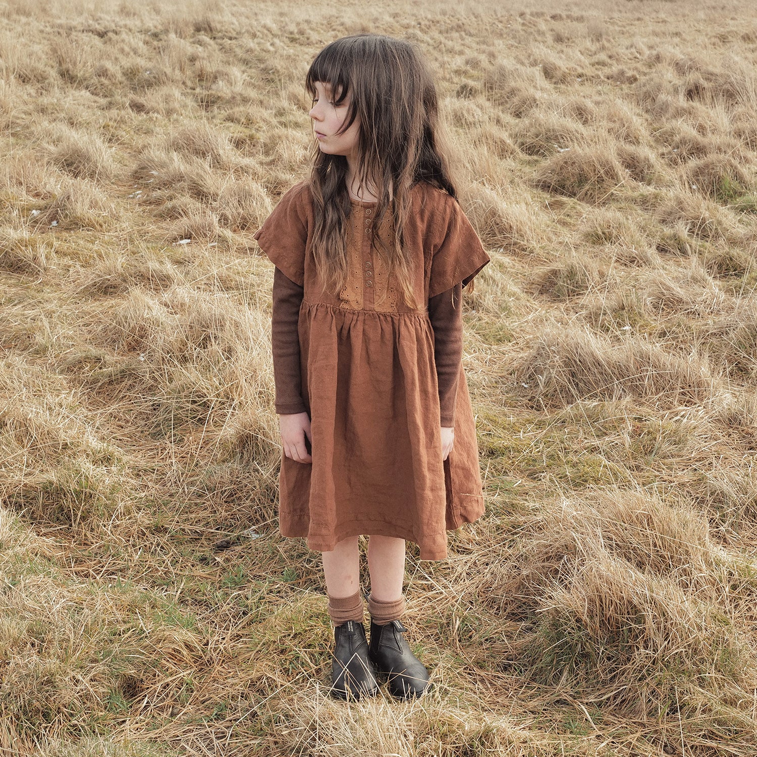 Elowan Baby & Kids Dress - Linen - Auburn - Image 2