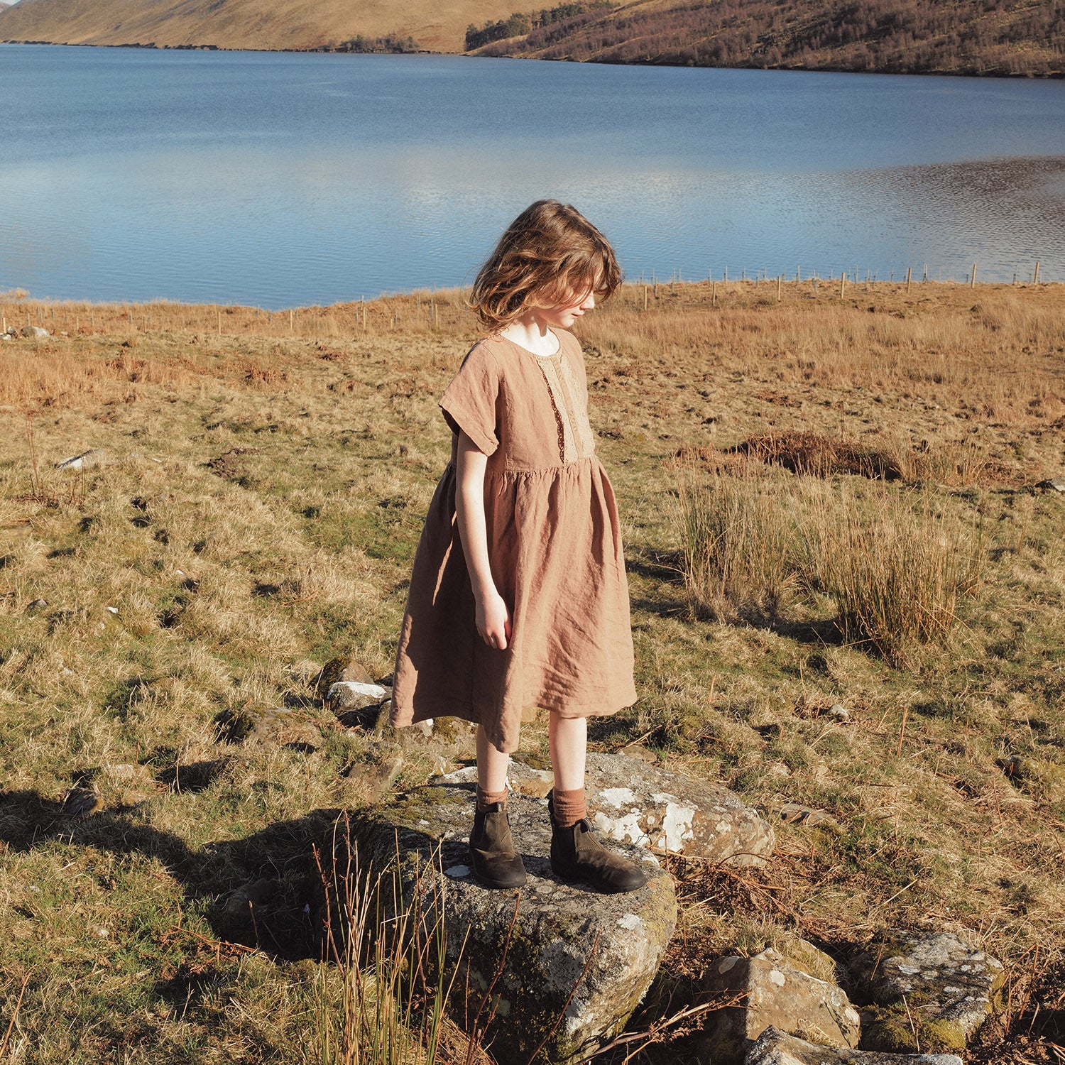 Elowan Baby & Kids Dress - Linen - Cedarwood