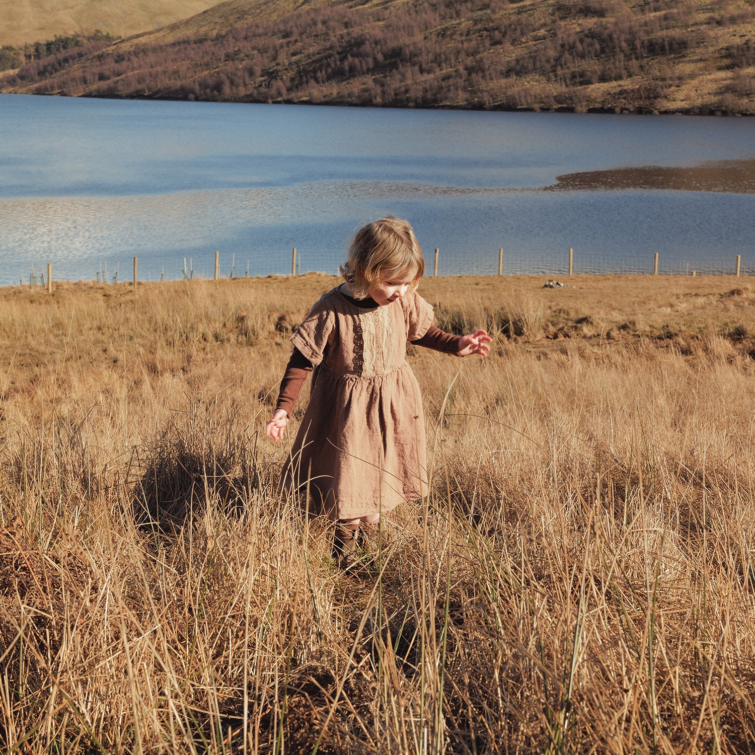 Elowan Baby & Kids Dress - Linen - Cedarwood - Image 2