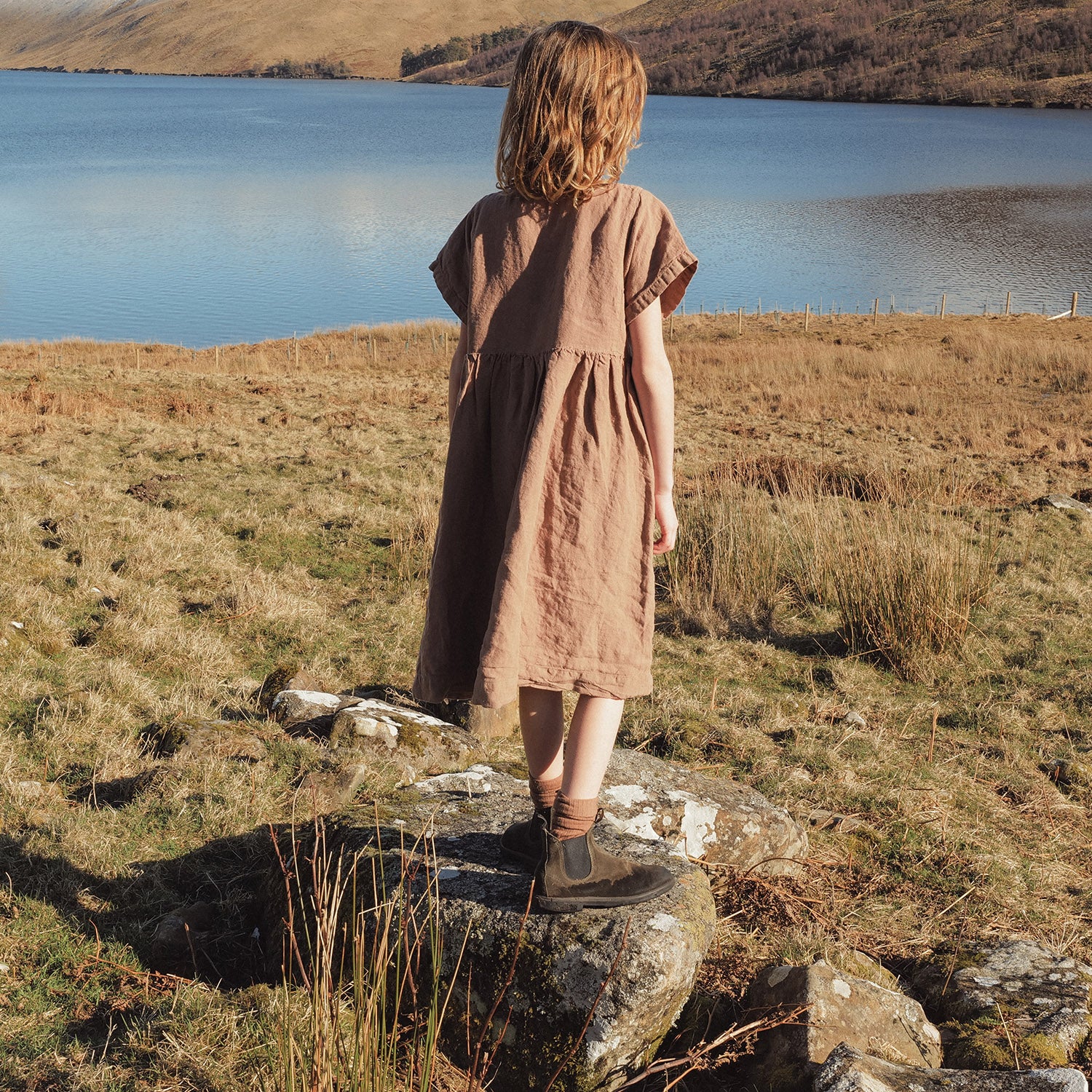 Elowan Baby & Kids Dress - Linen - Cedarwood - Image 6