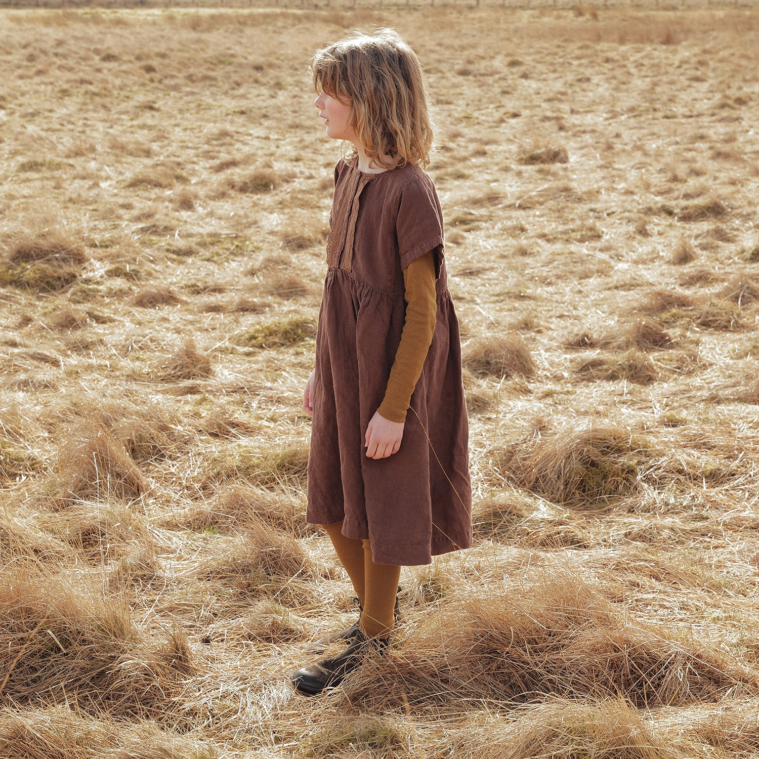 Elowan Baby & Kids Dress - Linen - Squirrel - Image 3