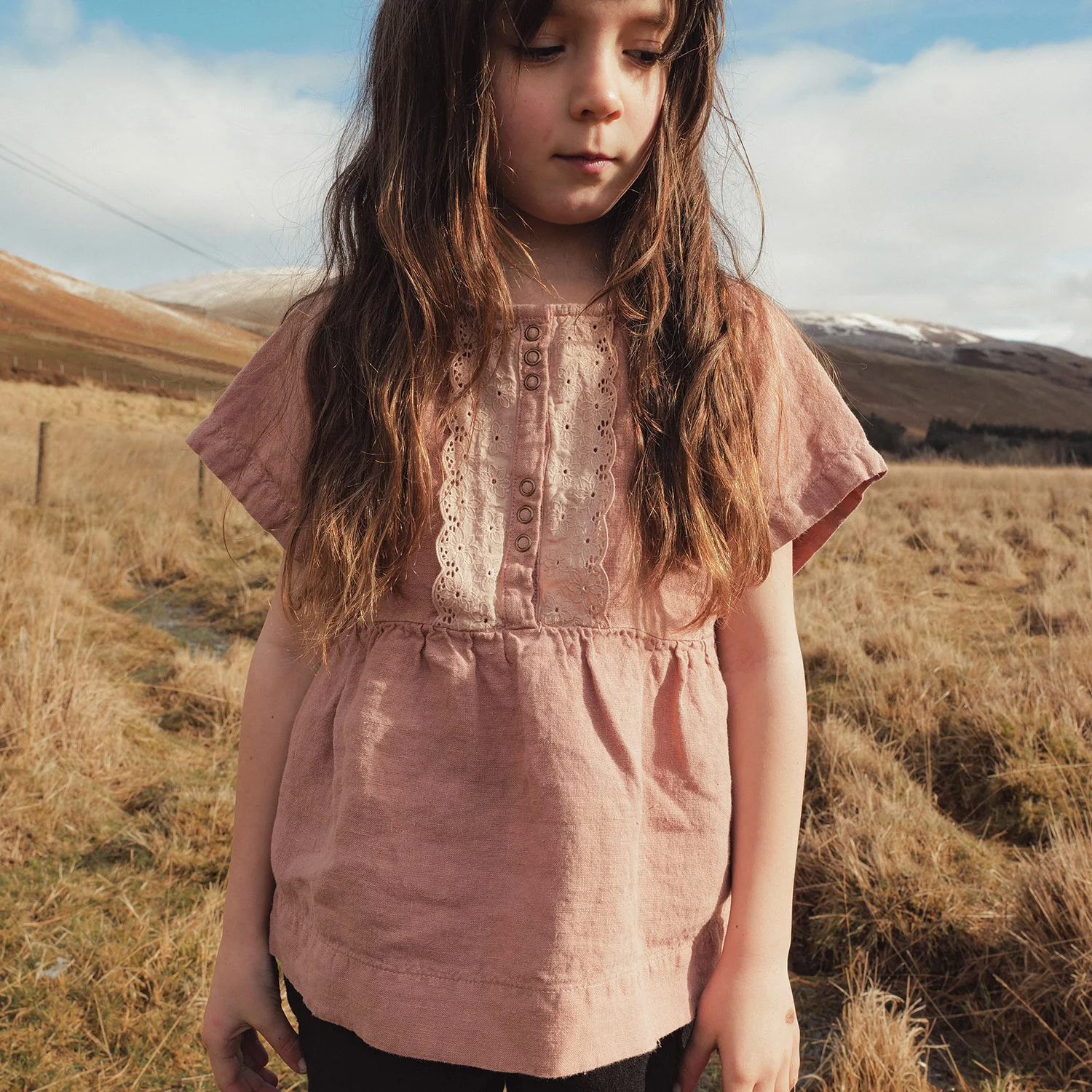 Elowan Baby & Kids Top - Linen - Peony