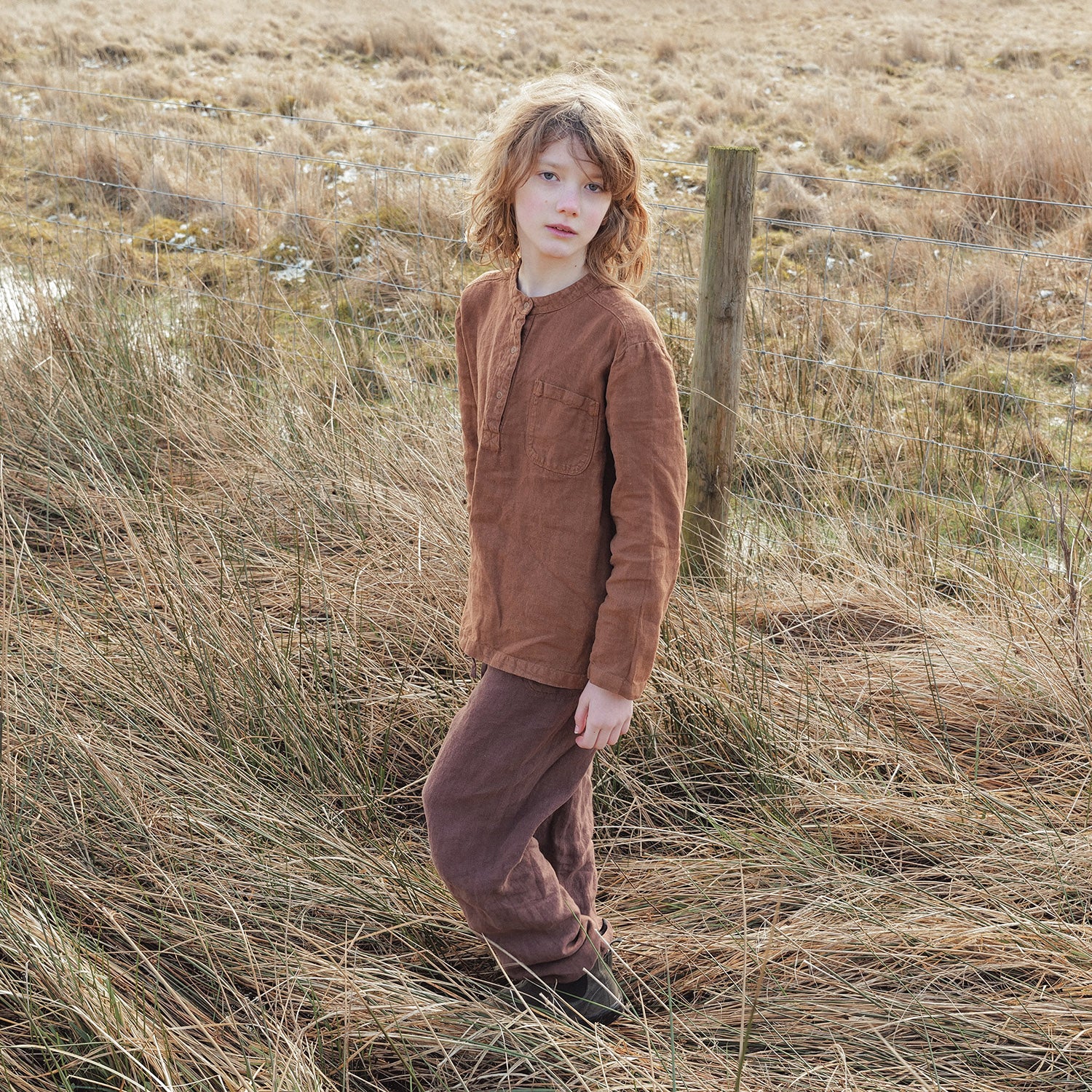 Larch Baby & Kids Shirt - Linen - Auburn - Image 2