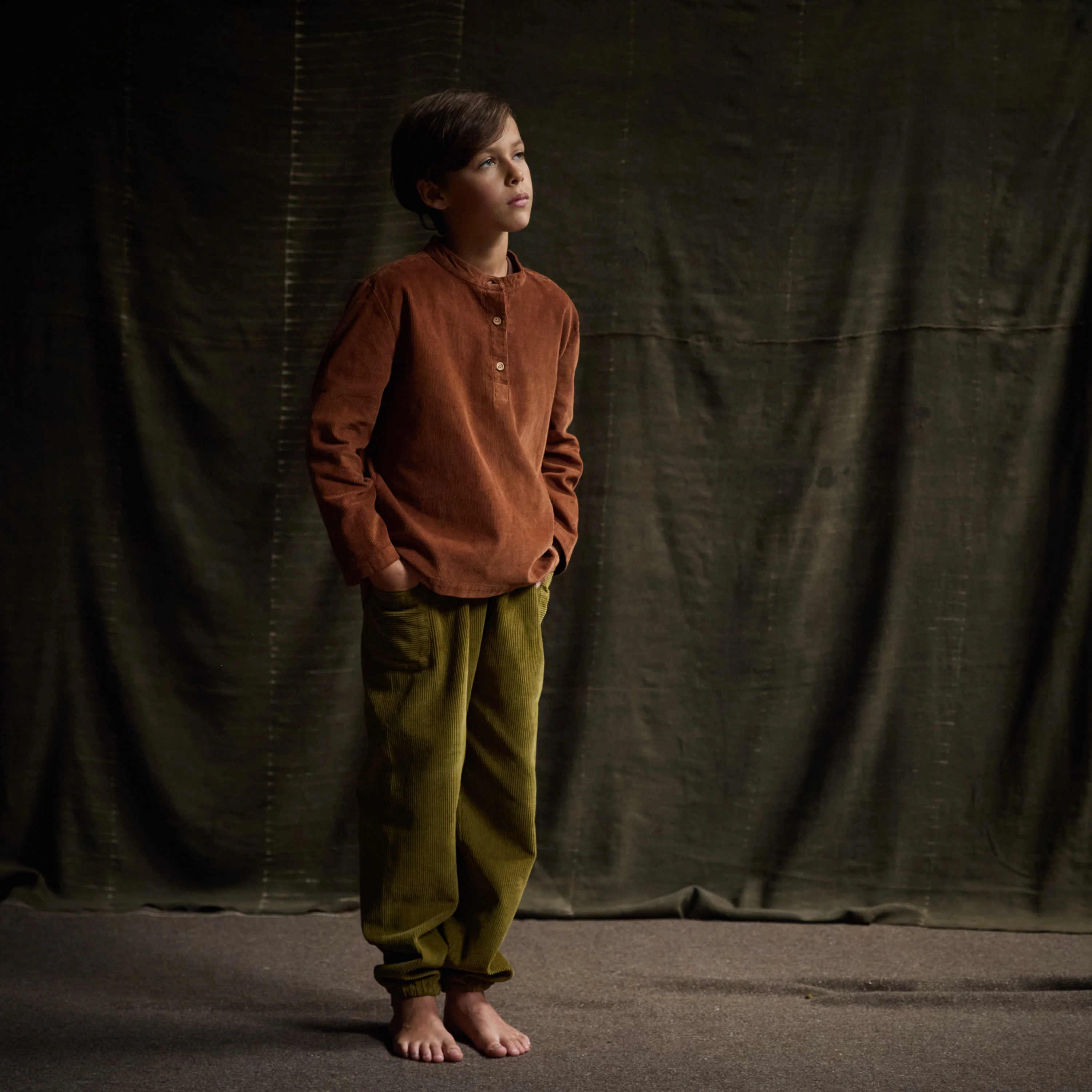 Larch Baby & Kids Shirt - Cotton Corduroy - Auburn - Image 2