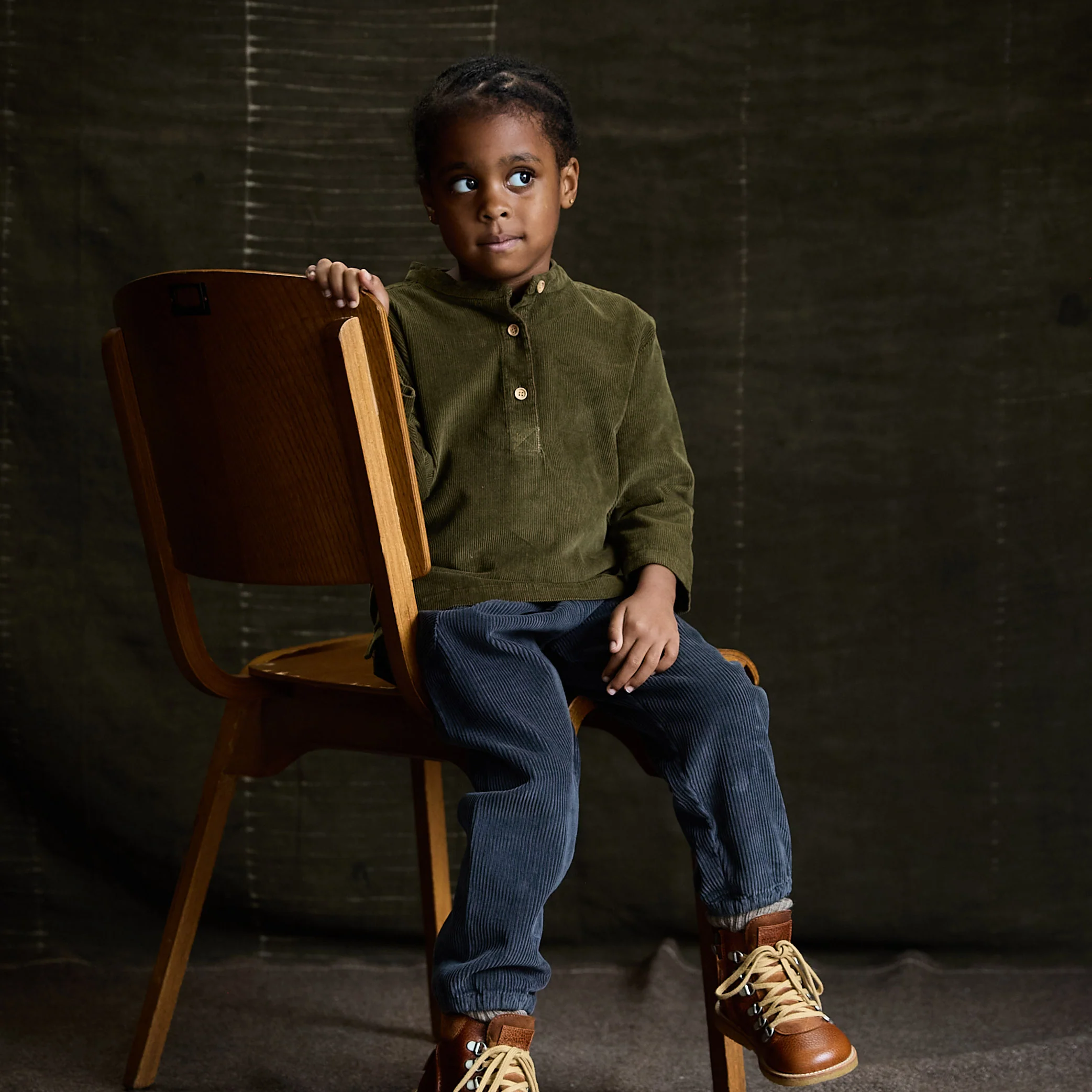 Larch Baby & Kids Shirt - Cotton Corduroy - Thyme - Image 2