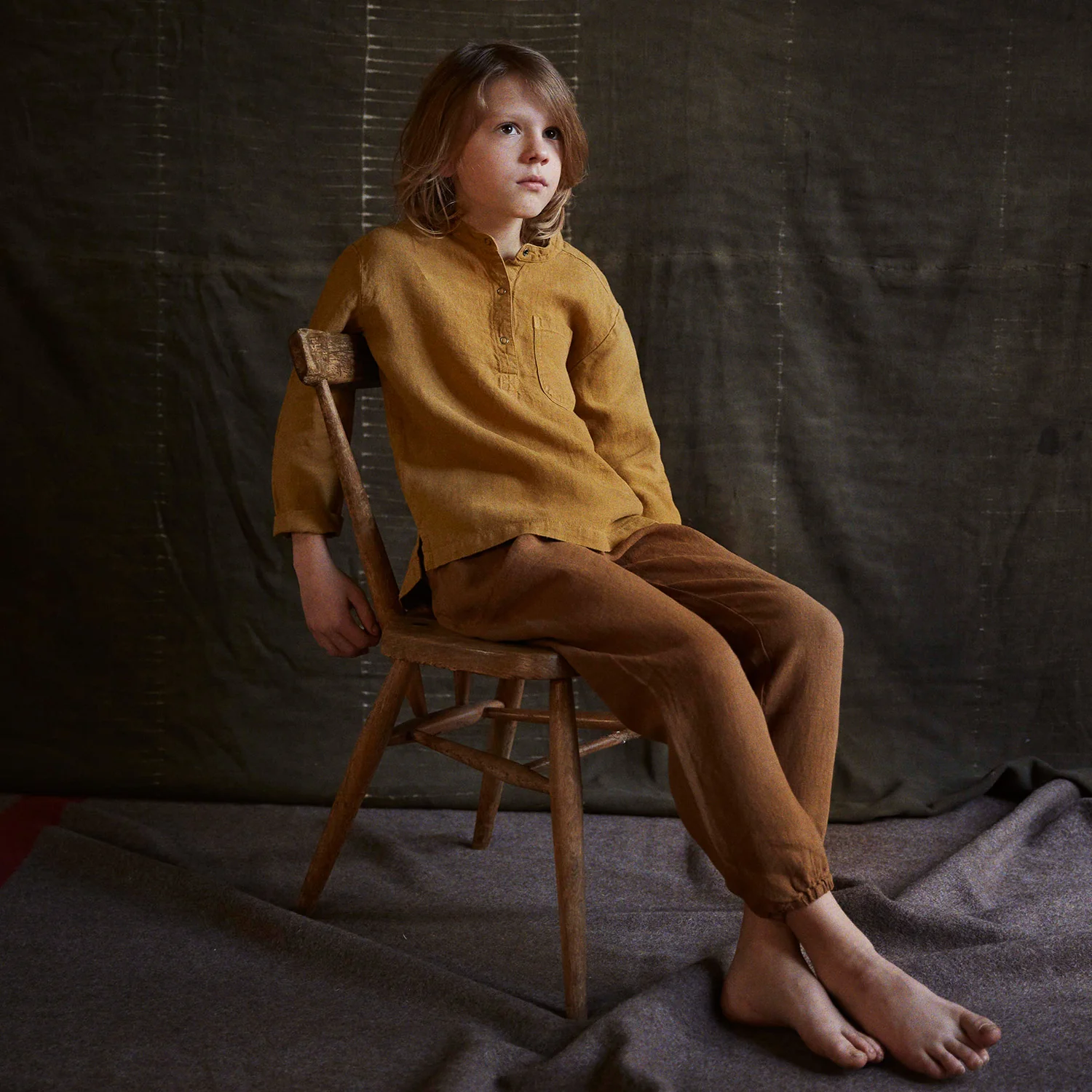 Larch Baby & Kids Shirt - Linen - Cumin