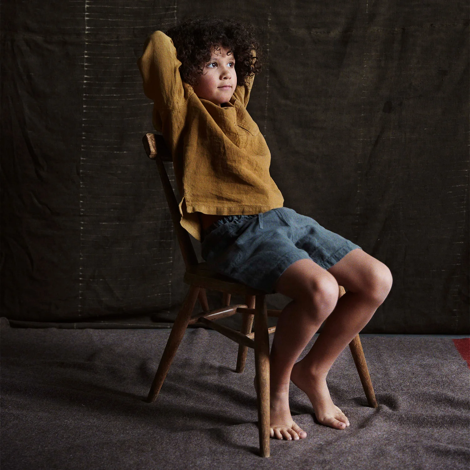 Larch Baby & Kids Shirt - Linen - Cumin - Image 2