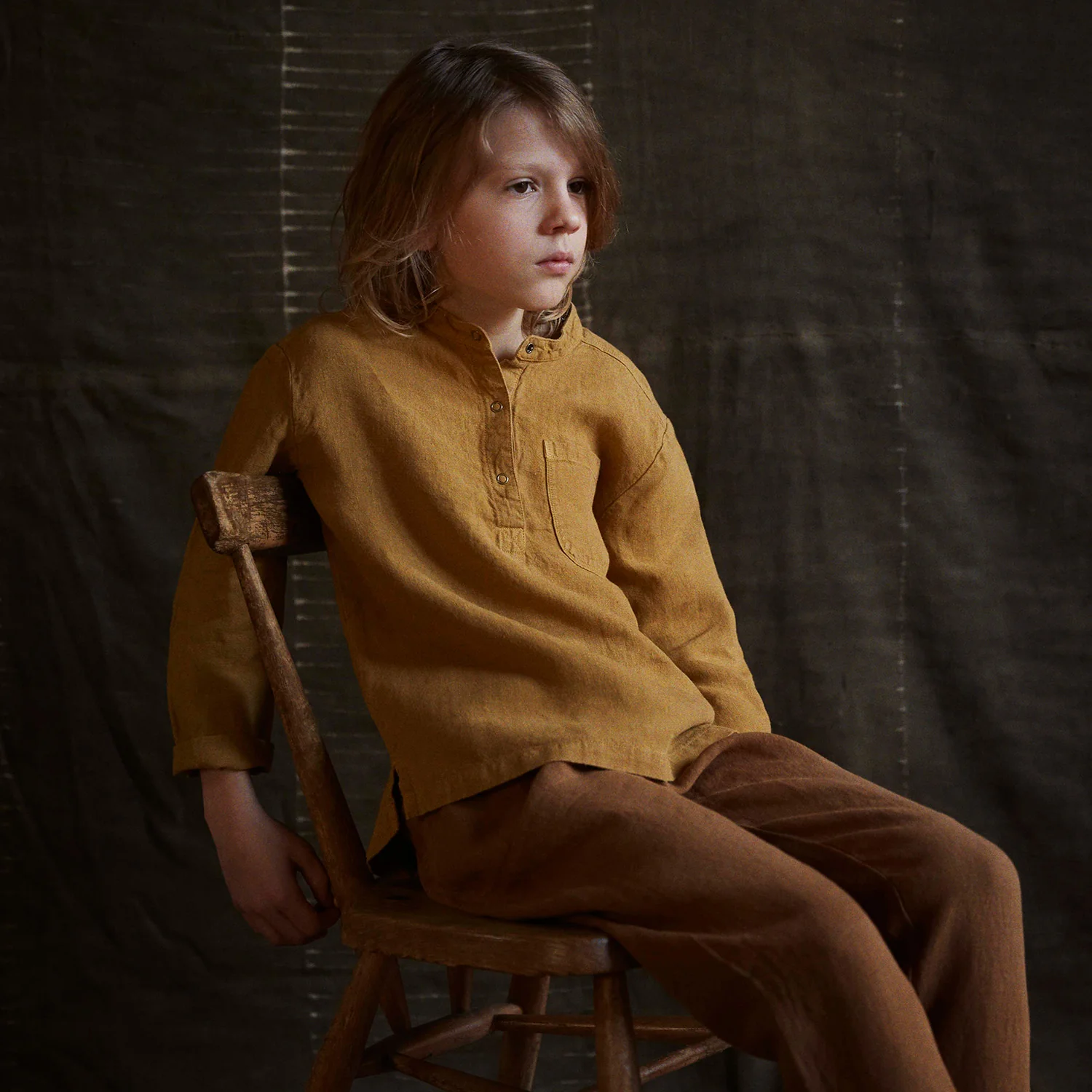 Larch Baby & Kids Shirt - Linen - Cumin - Image 9