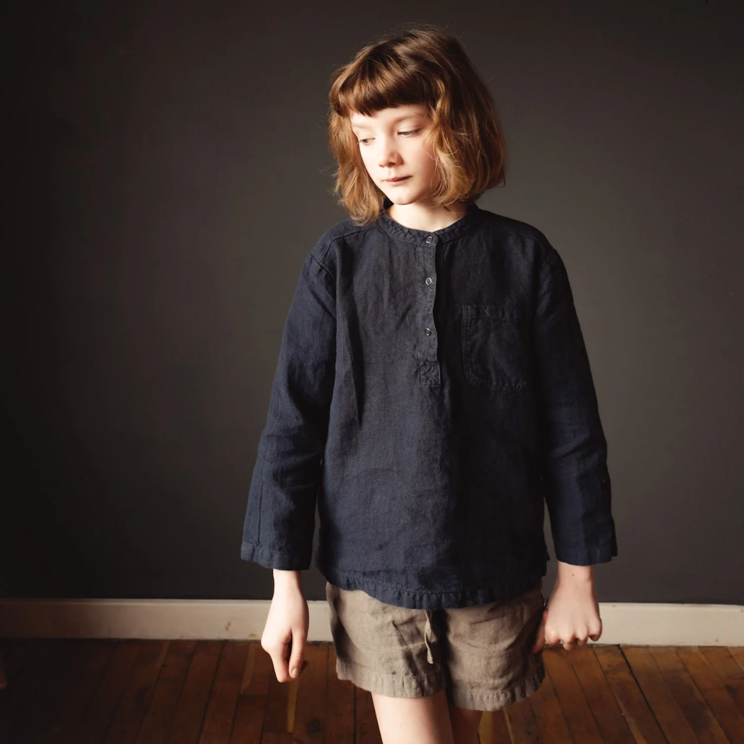 Larch Baby & Kids Shirt - Linen - Midnight - Image 3