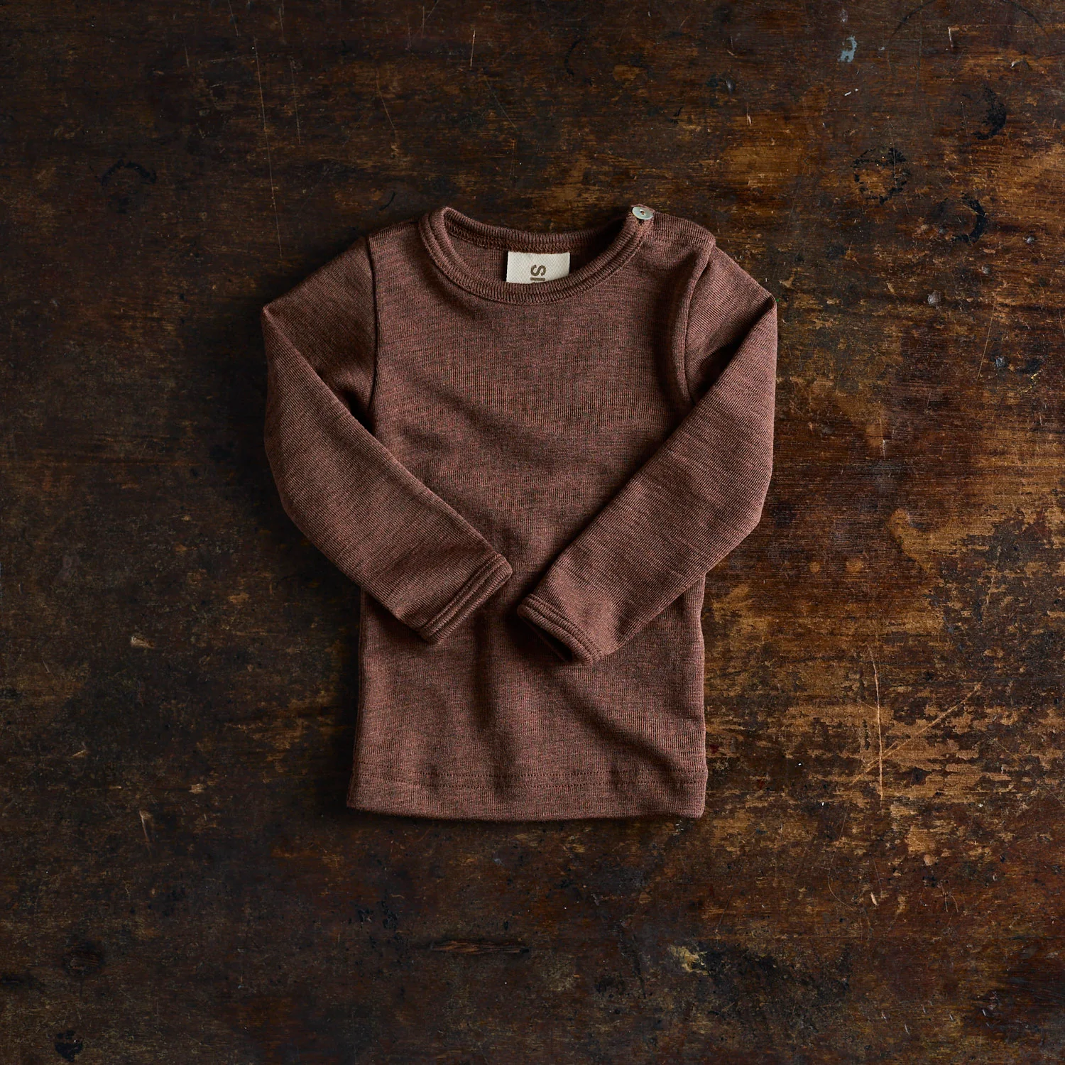 Lark Baby Top - Merino Wool & Silk - Squirrel