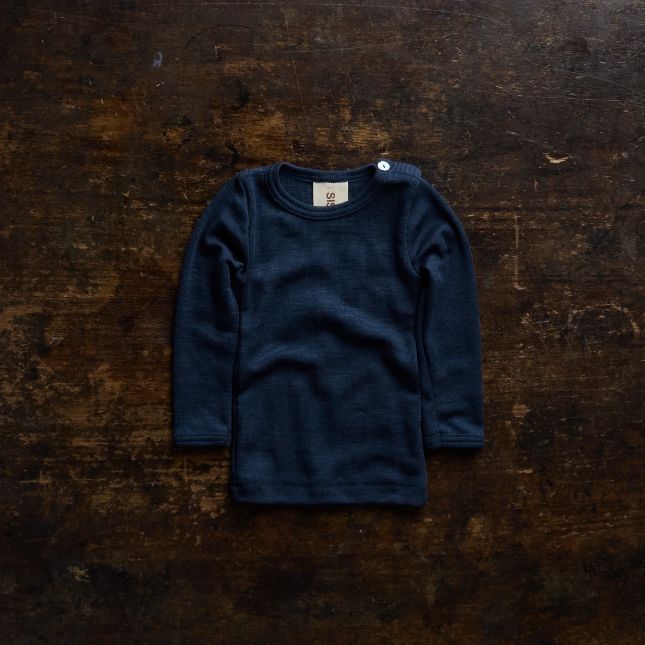 Lark Baby Top - Merino Wool & Silk - Night Ocean