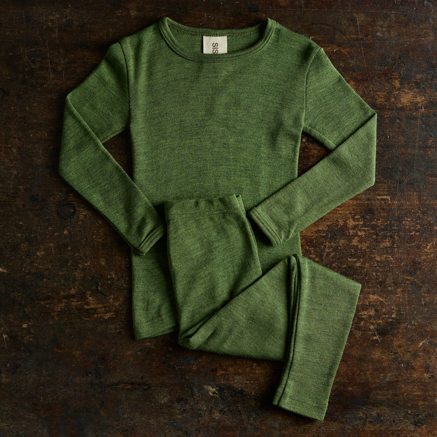 Lark Top & Finch Leggings Kids Set - Merino Wool & Silk - Forest