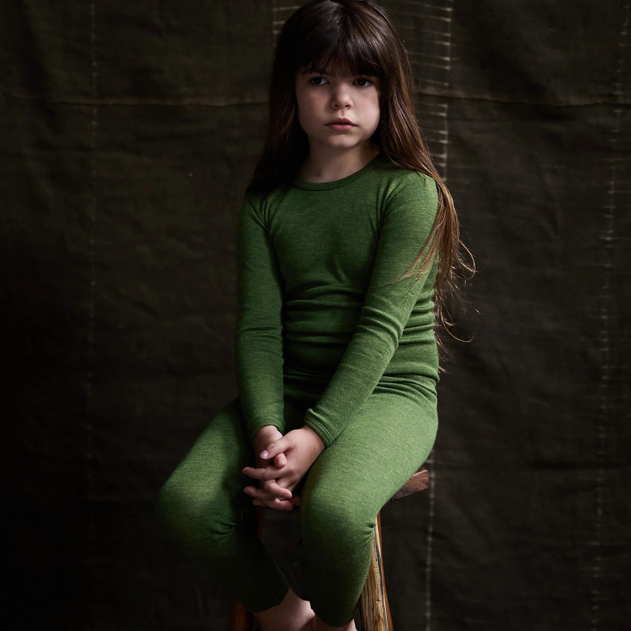 Lark Baby & Kids Top - Merino Wool & Silk - Forest - Image 2