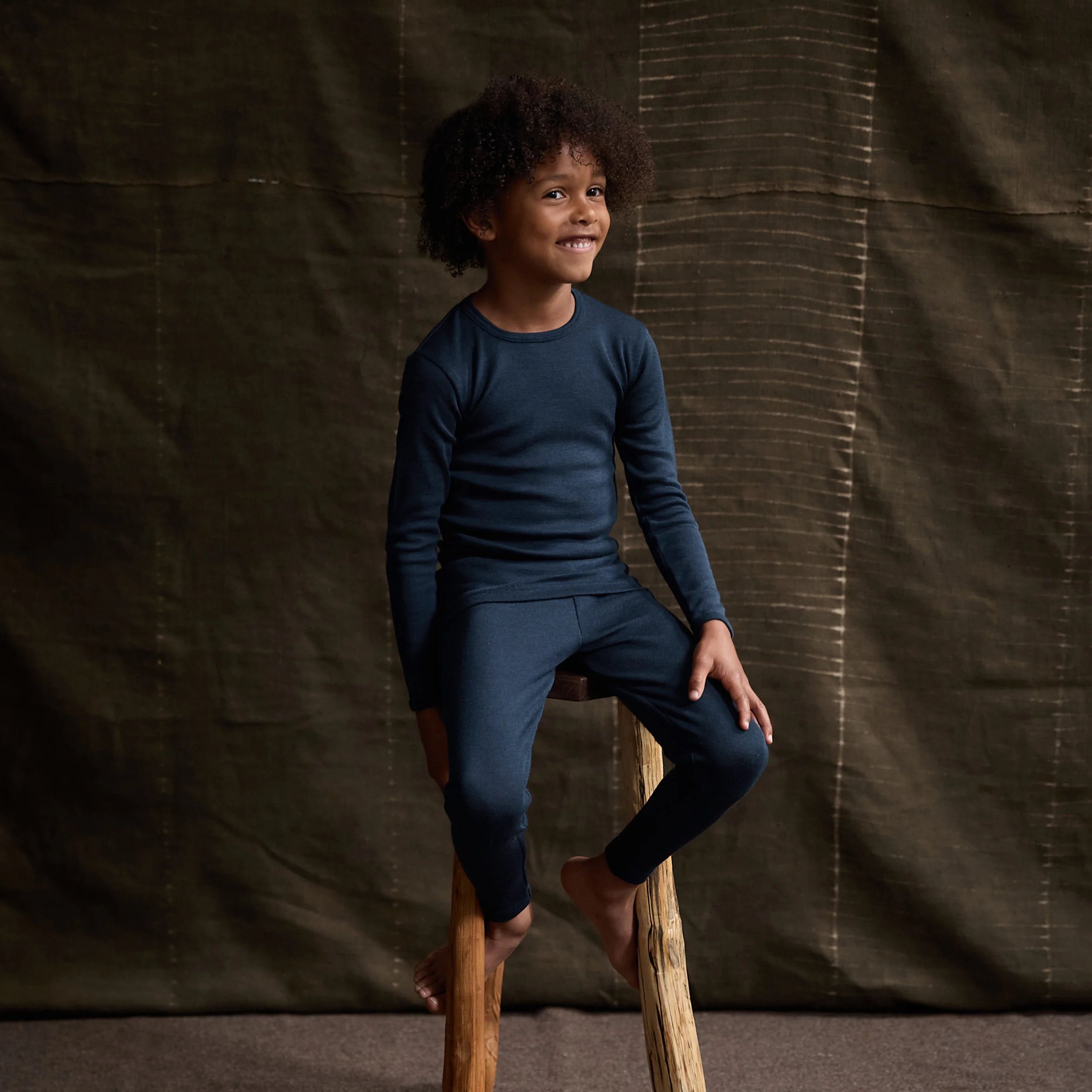 Lark Baby & Kids Top - Merino Wool & Silk - Night Ocean - Image 5