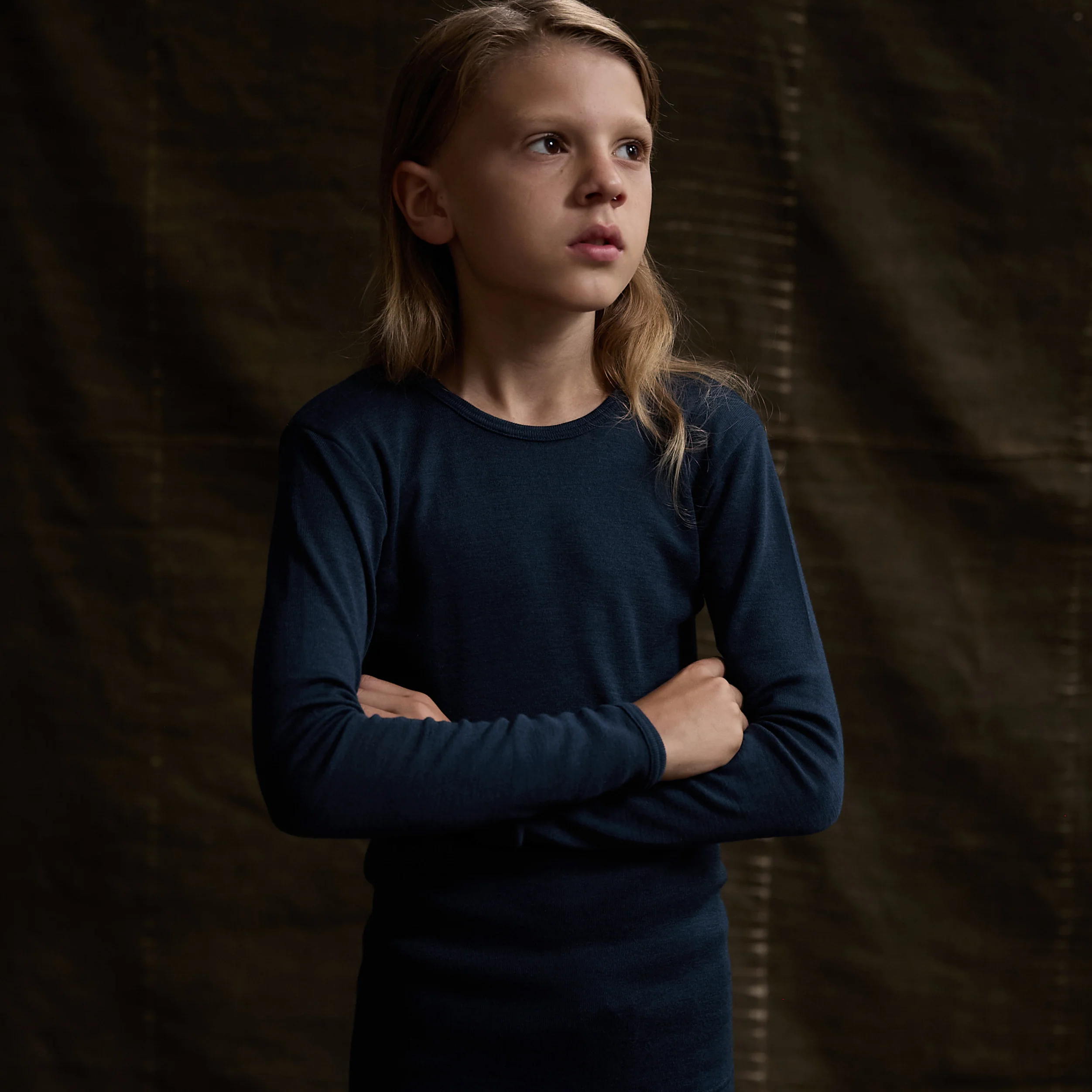 Lark Baby & Kids Top - Merino Wool & Silk - Night Ocean - Image 2