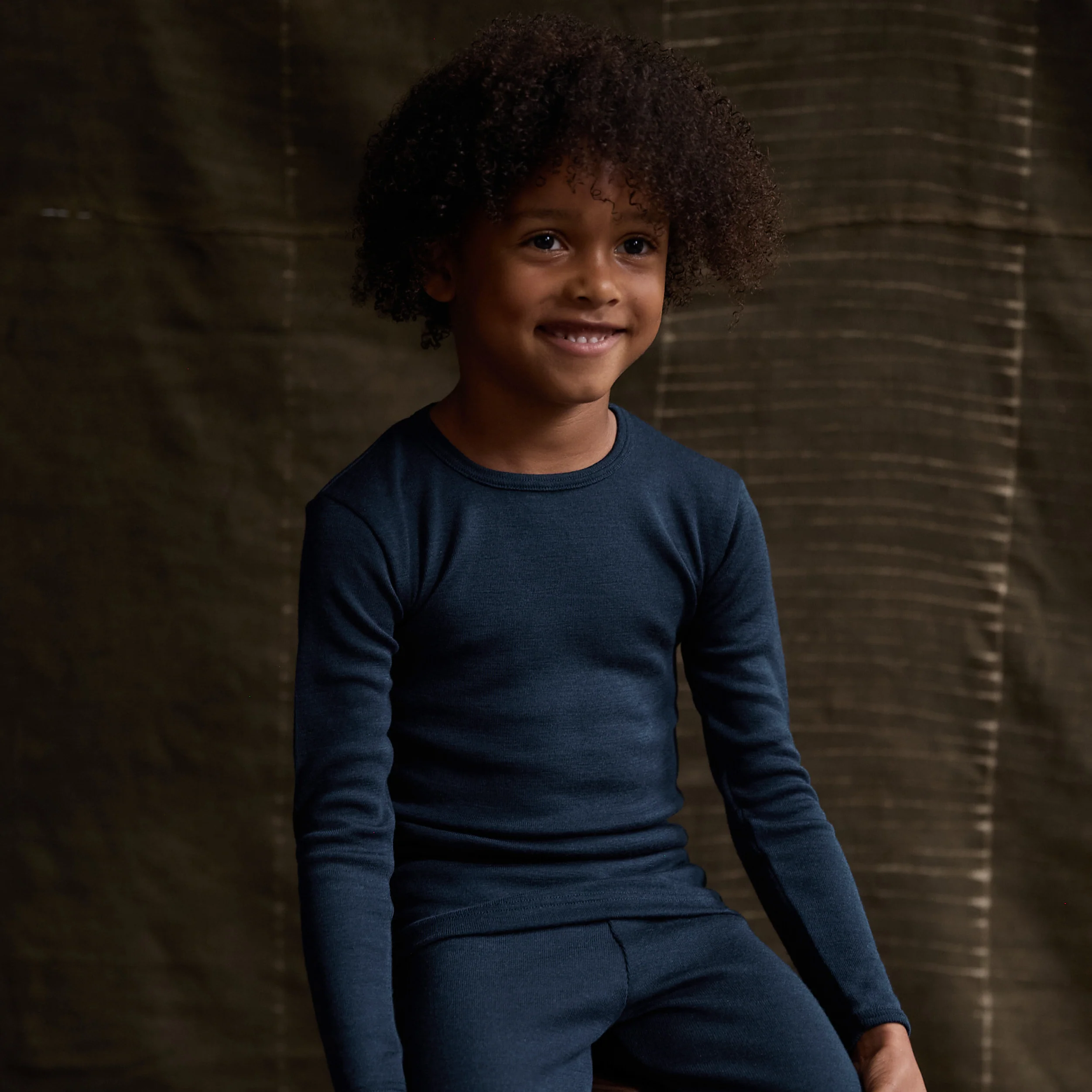 Lark Baby & Kids Top - Merino Wool & Silk - Night Ocean - Image 3