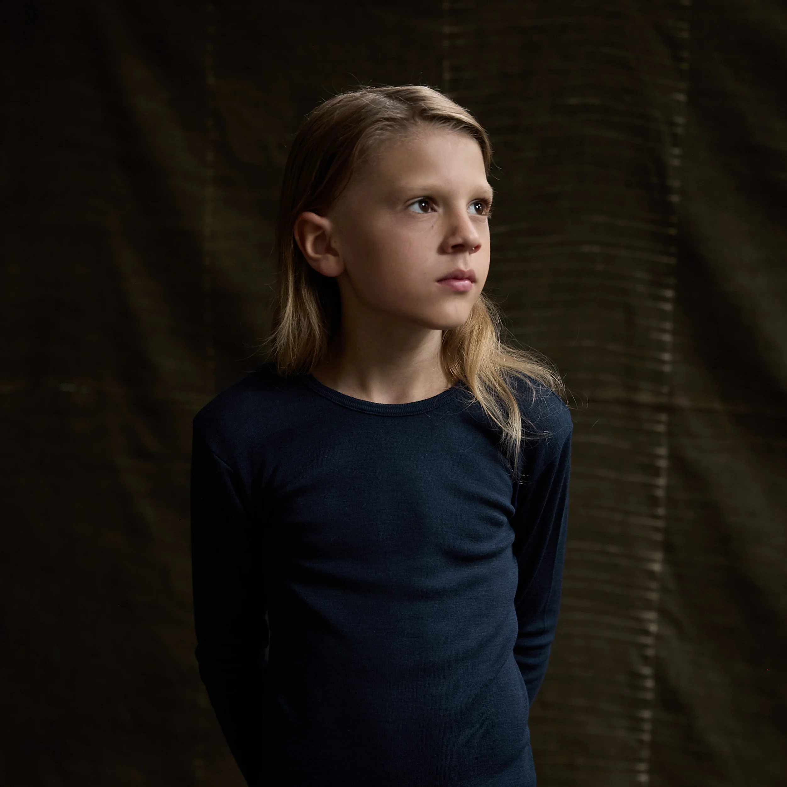 Lark Baby & Kids Top - Merino Wool & Silk - Night Ocean