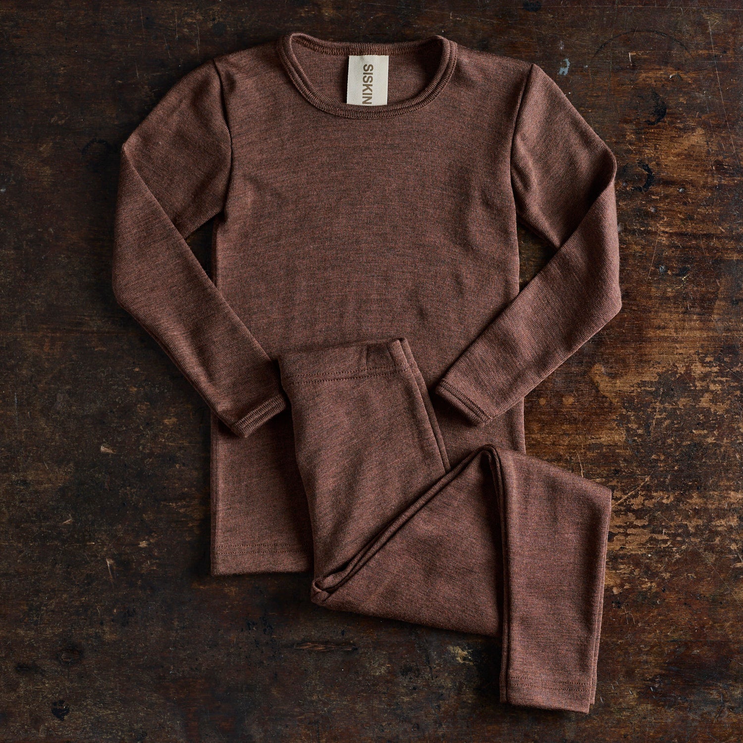 Lark Top & Finch Leggings Kids Set - Merino Wool & Silk - Squirrel