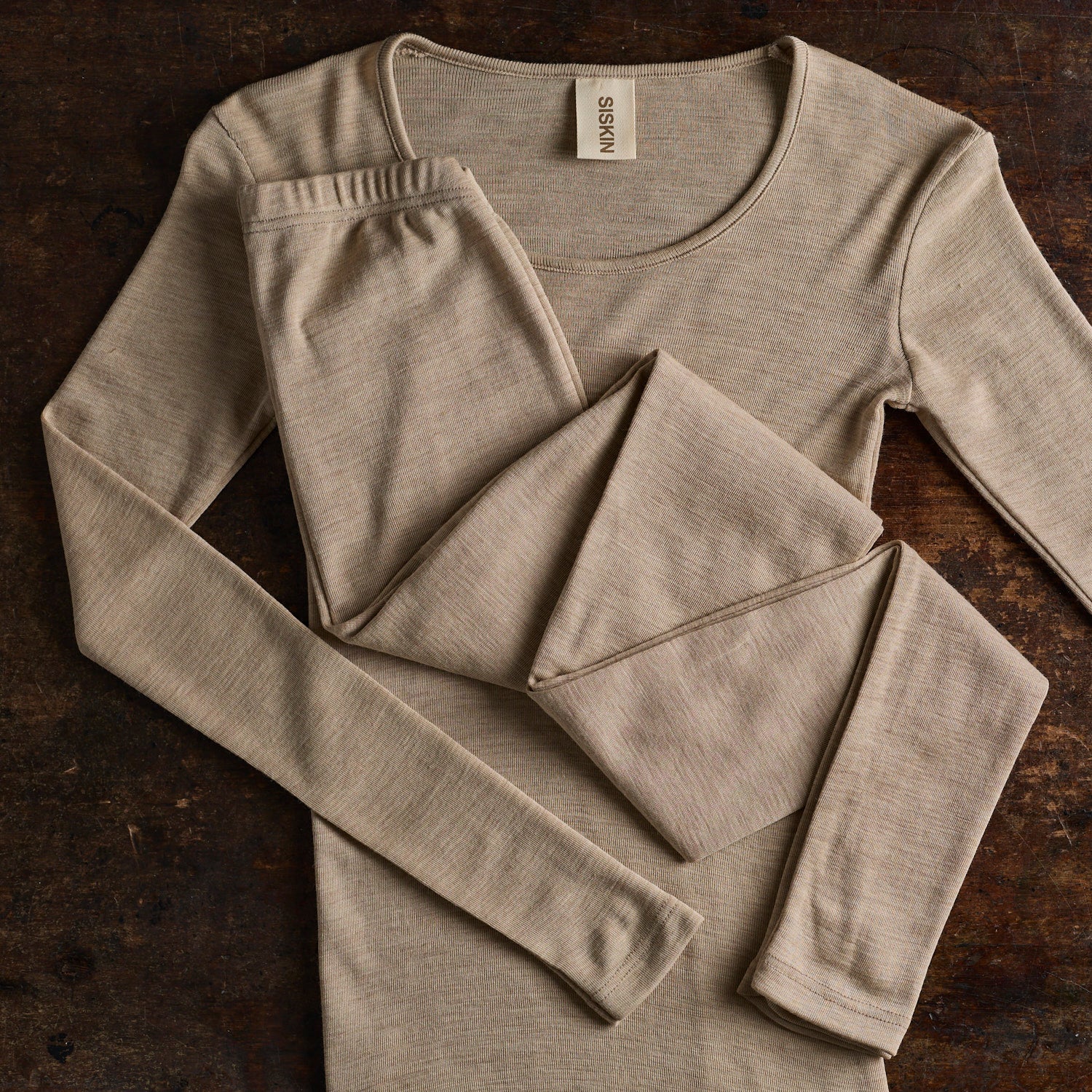 Lark Top & Finch Leggings Women’s Set - Merino Wool & Silk - Sandstorm